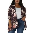 thumbnail image 1 of Unique Bargains Juniors' Plus Size Leopard Front Open Asymmetrical Cardigan 2X Burgundy, 1 of 6