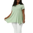 thumbnail image 1 of Unique Bargains Juniors' Plus Size Short Sleeve Tunic Handkerchief Hem Summer Casual Top 1X Light Green, 1 of 6