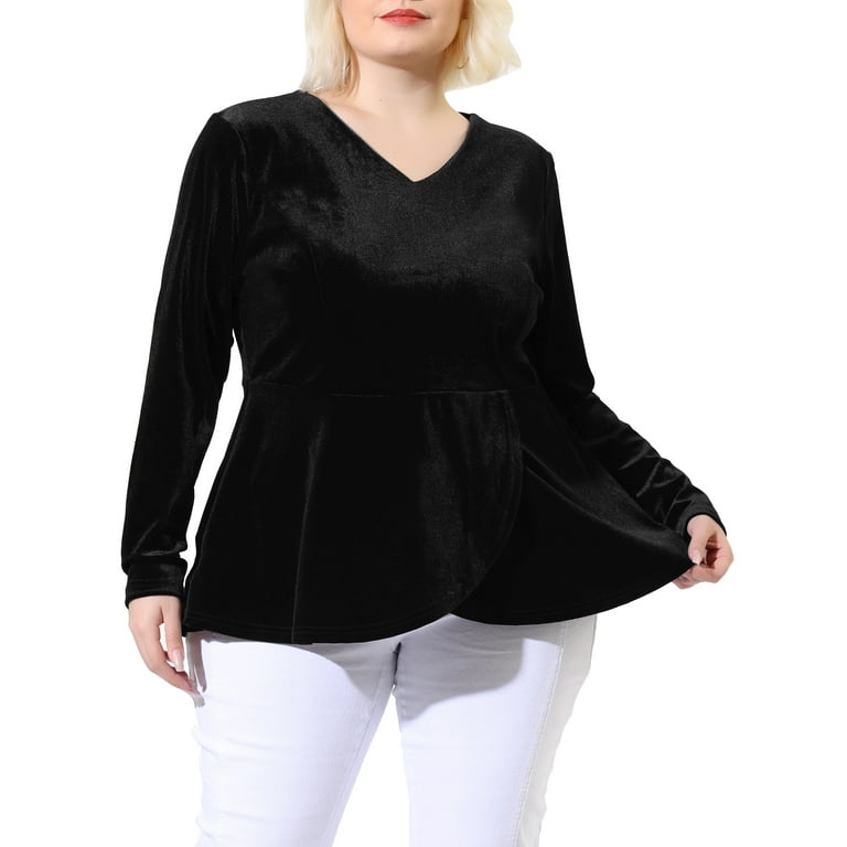 Plus size long sleeve store peplum tops