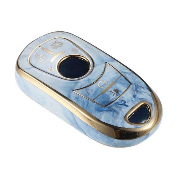 Unique Bargains Key Fob Cover Compatible for Buick Enclave Verano Encore, 6 Button Porcelain Pattern Soft TPU Remote Keyless Smart Key Fob Case Protection Shell Blue