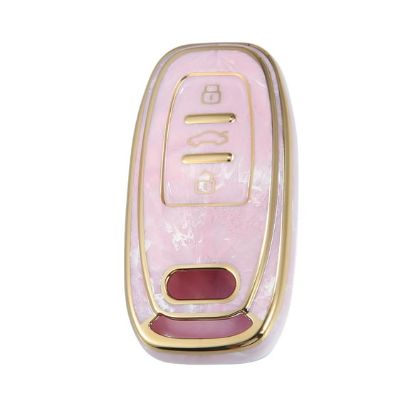 Unique Bargains Key Fob Remote Control Cover Case 3 Button Full Protection TPU Shell Pink for Audi A6 2012-2018