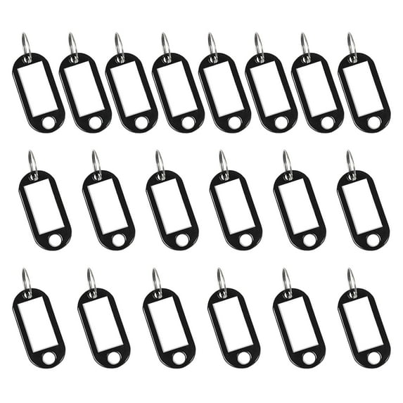 Unique Bargains Key ID Label Tags Split Ring Keyring Keychain Black Hotel Office  Locker 20Pcs