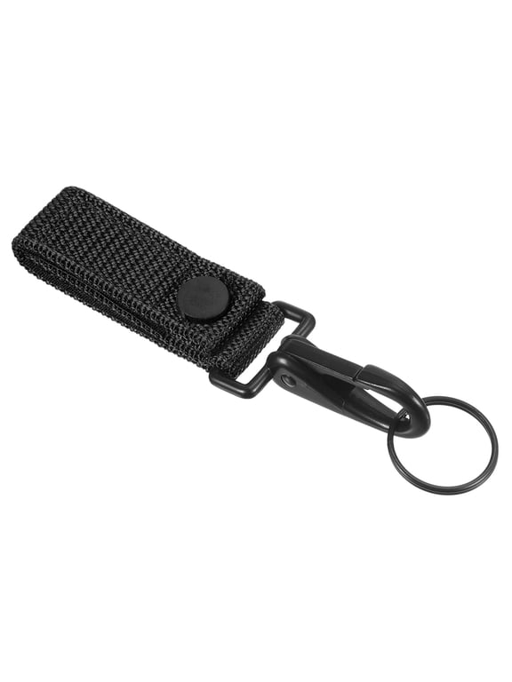 Key Ring Nylon Webbing Strap Hanging Gear Buckle Snap Key Holder Black