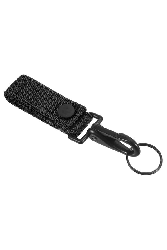 Key Ring Nylon Webbing Strap Hanging Gear Buckle Snap Key Holder Black