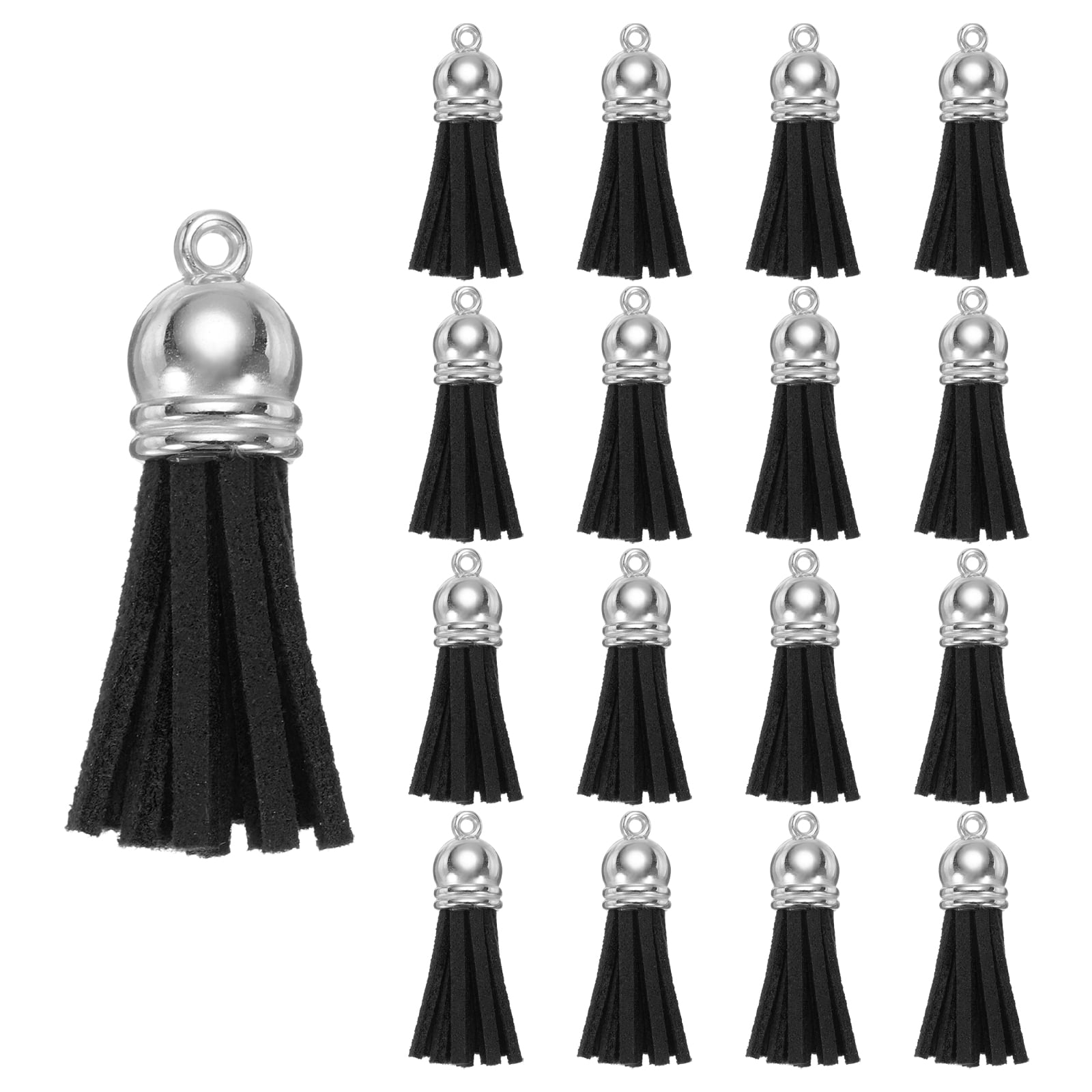 Unique Bargains Keychain Tassels Bulk Leather Tassels Black