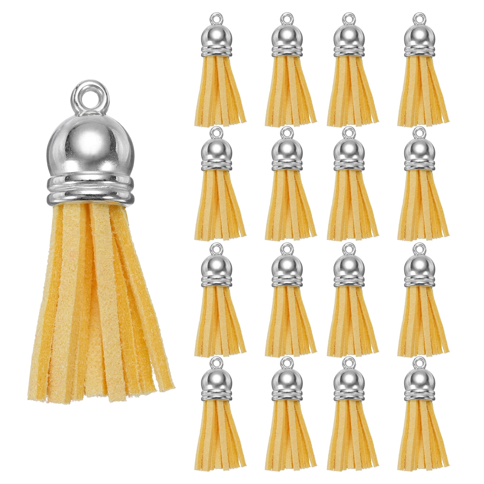 Unique Bargains Keychain Tassels Bulk Leather Tassels Deep Yellow