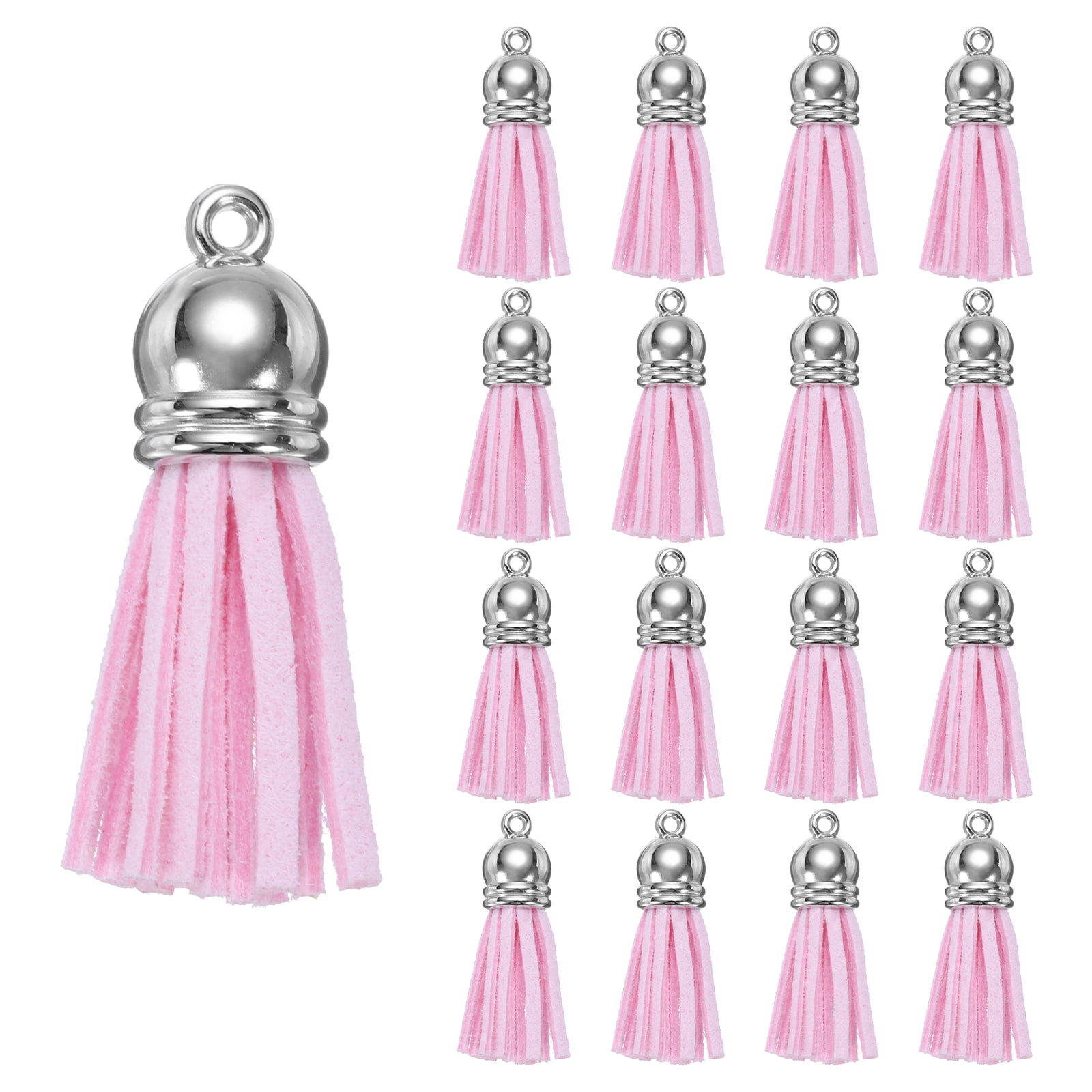 Unique Bargains Keychain Tassels Bulk Leather Tassels Pink