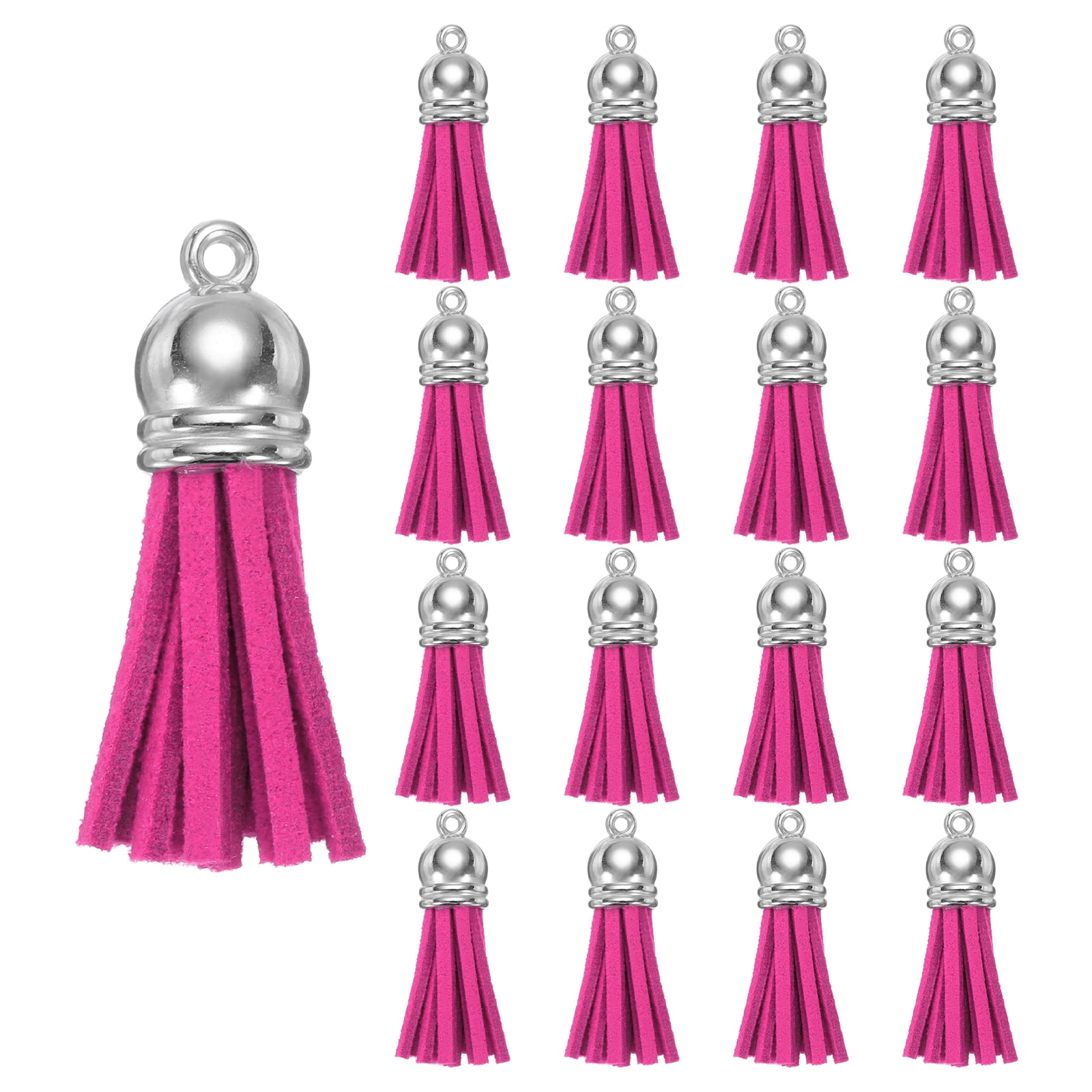 Unique Bargains Keychain Tassels Bulk Leather Tassels Rose Red