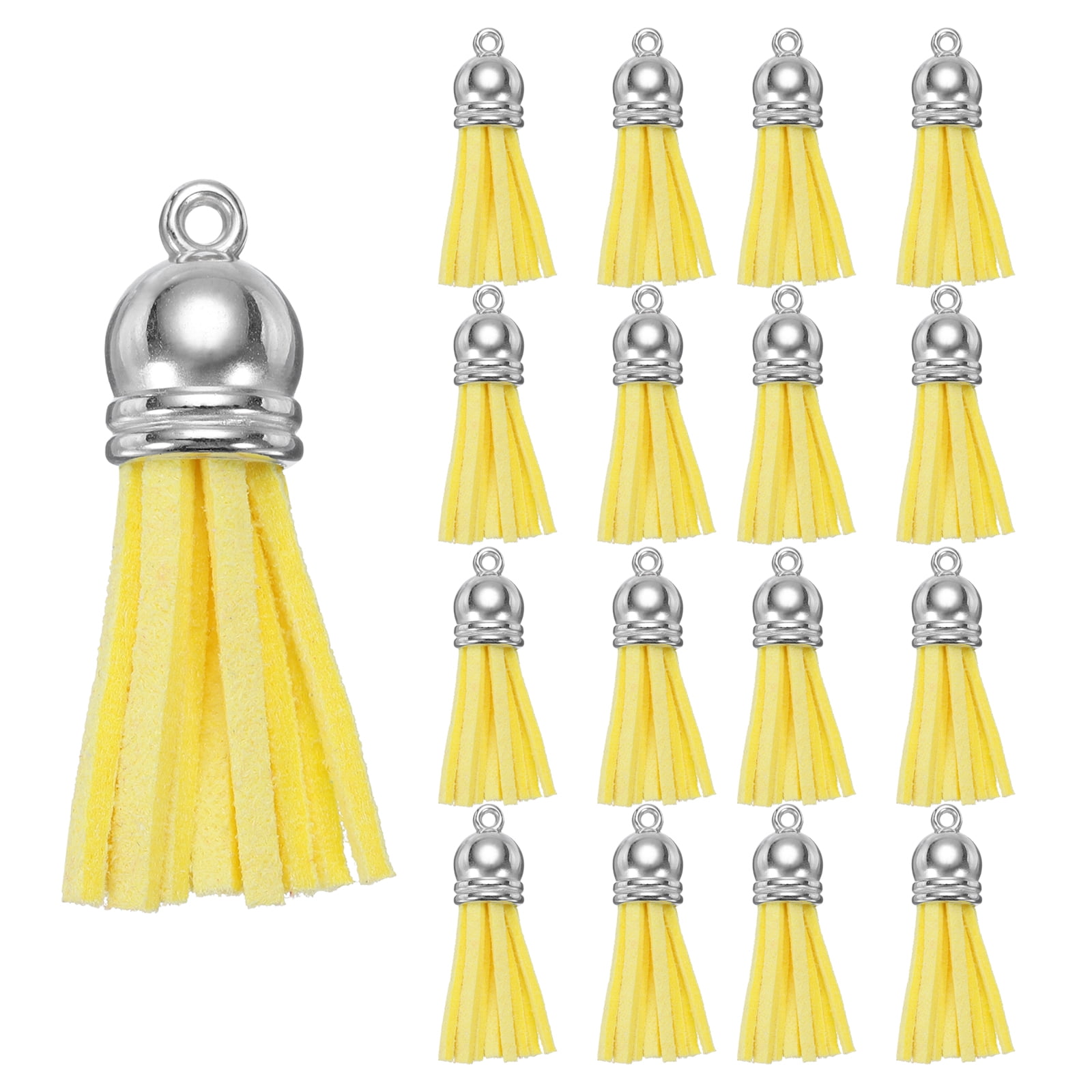 Unique Bargains Keychain Tassels Bulk Leather Tassels Yellow