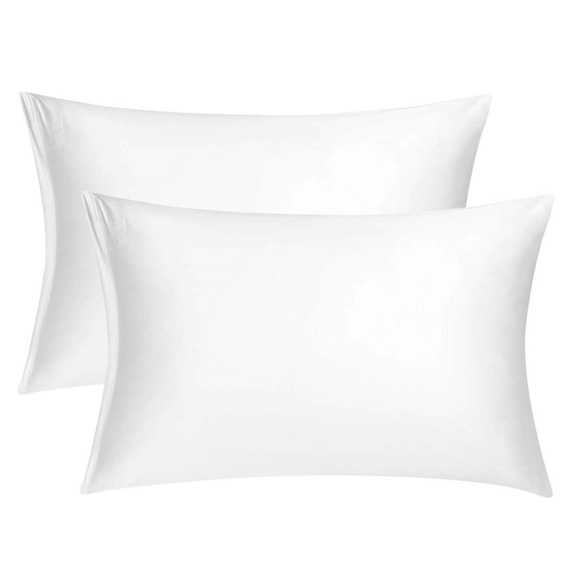 Unique Bargains Pillow Covers Silky Satin Zipper Pillowcases Set of 2 White 21" x 31"