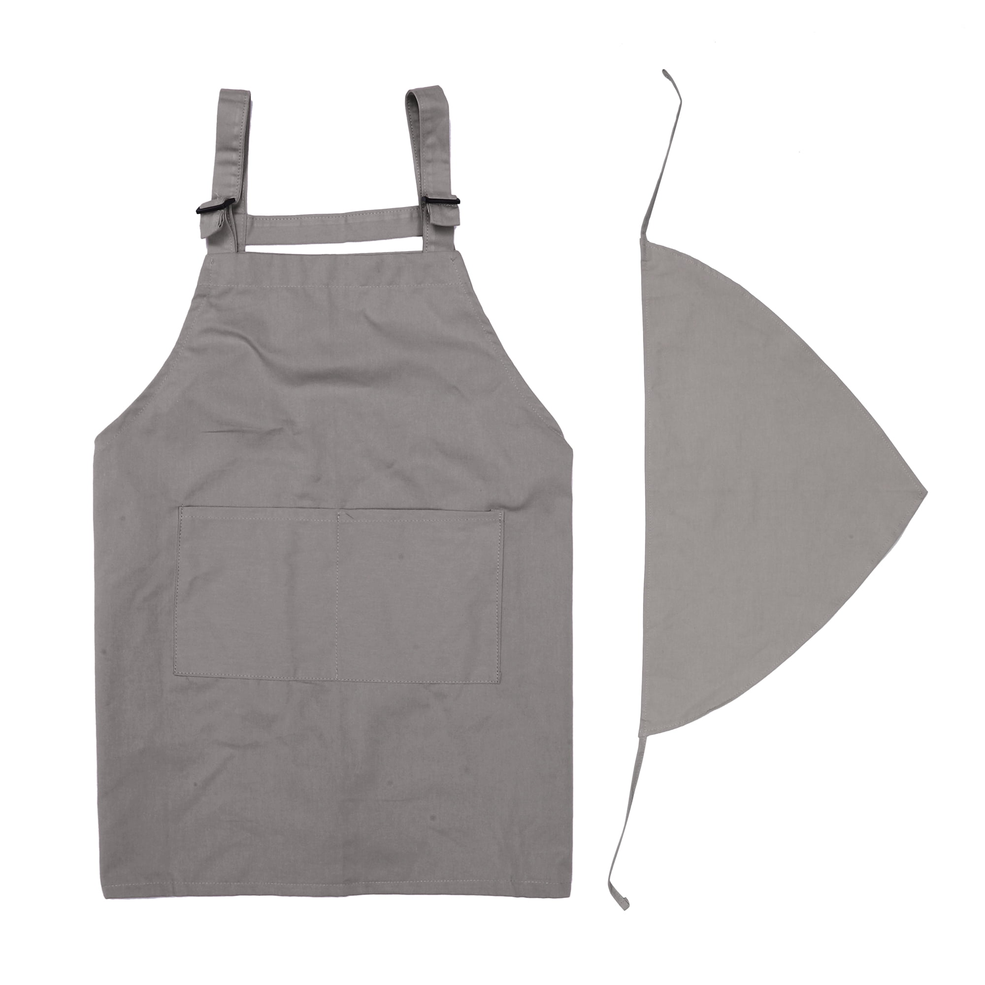 Unique Bargains Kitchen Apron with Headband Cotton Apron Deep Gray