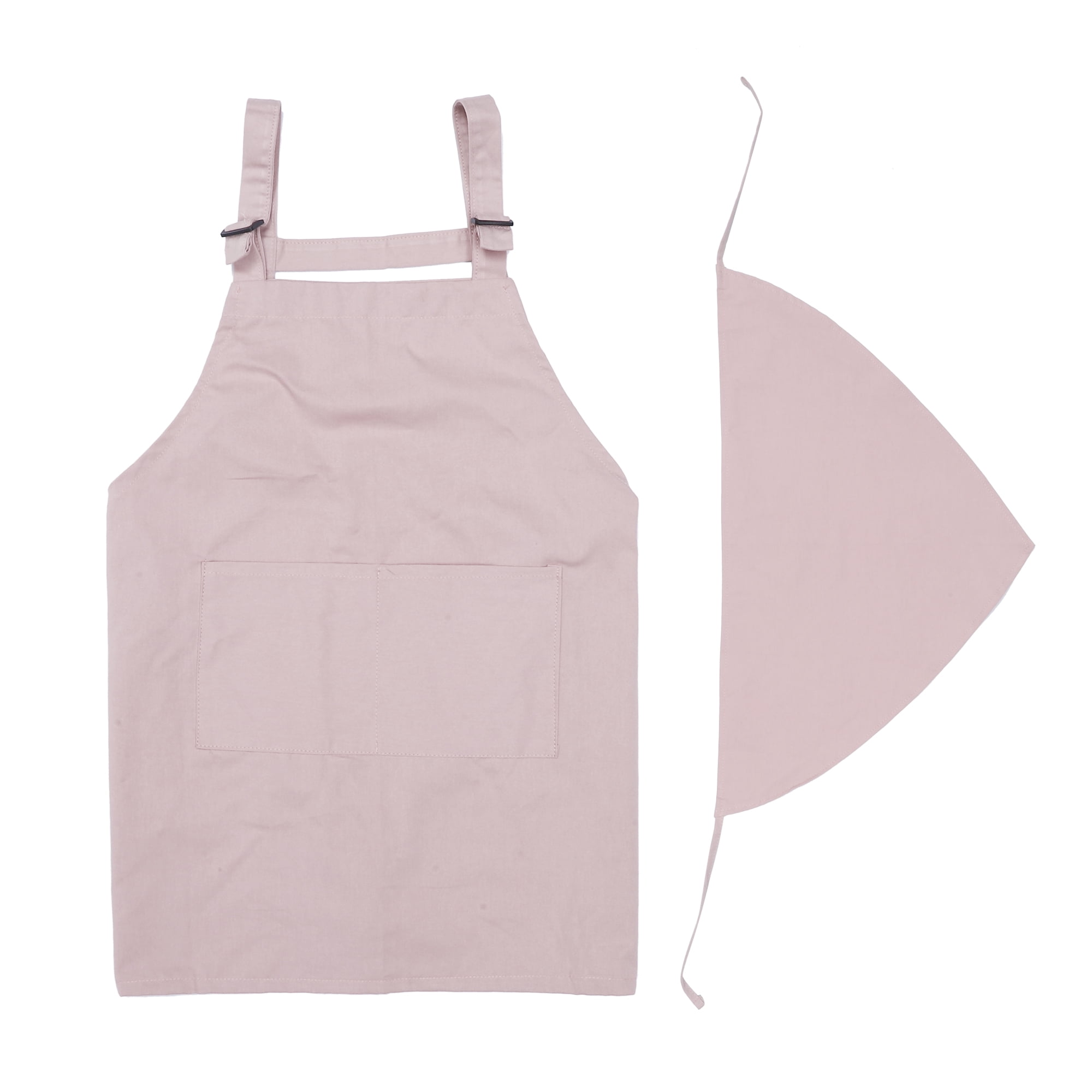 Unique Bargains Kitchen Apron with Headband Cotton Apron Pink