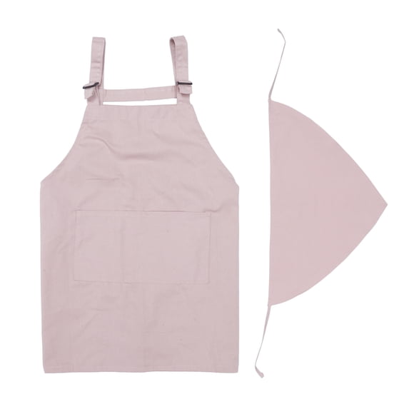 Unique Bargains Kitchen Apron with Headband Cotton Apron Pink