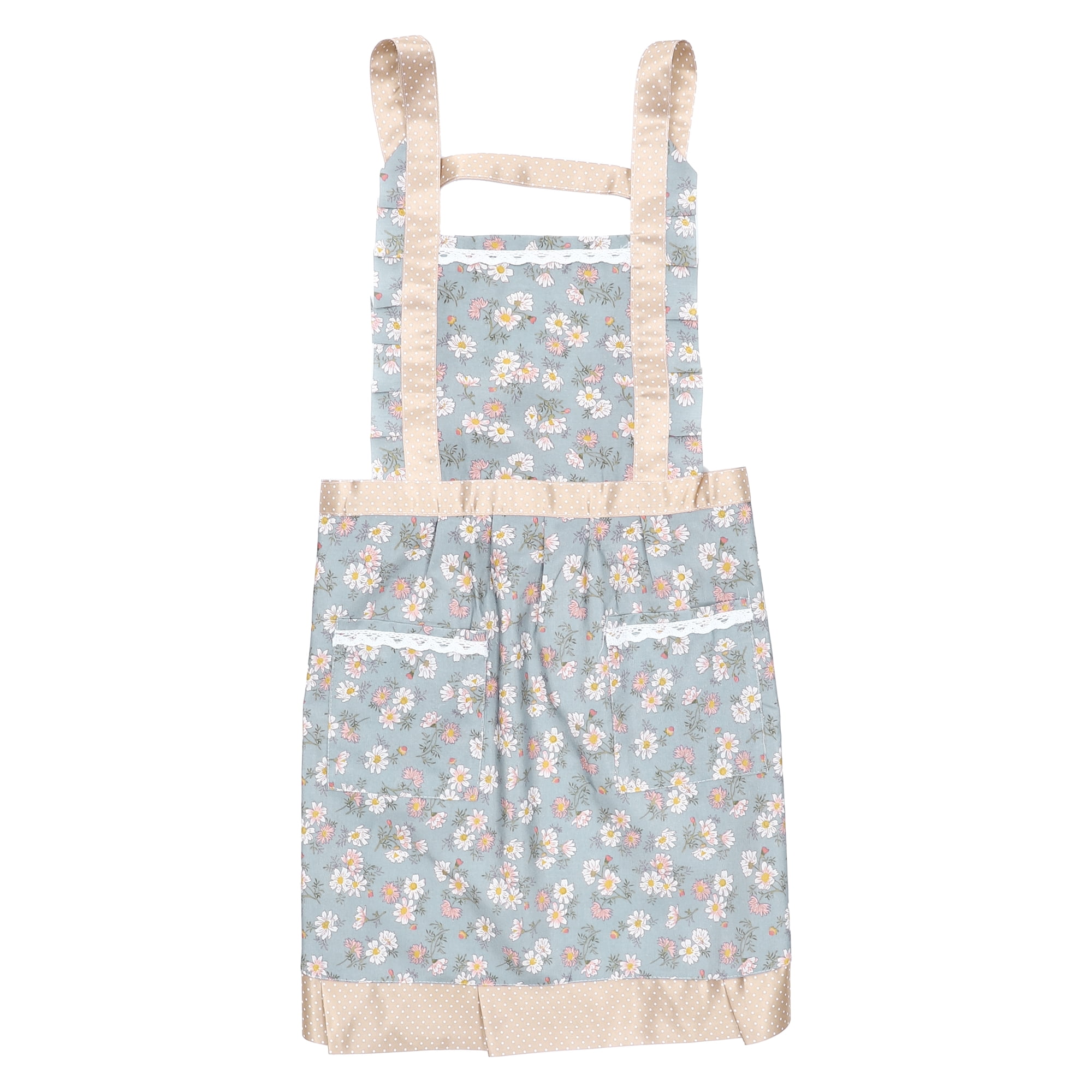 Unique Bargains Kitchen Apron with Pockets and H-Shoulder for Cooking Baking Blue