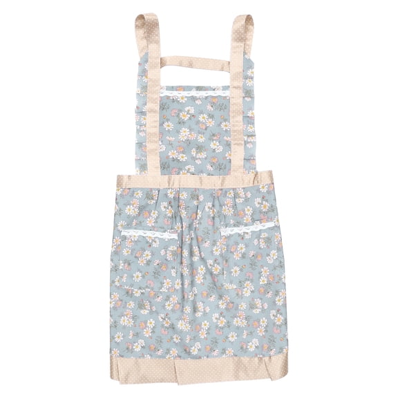 Unique Bargains Kitchen Apron with Pockets and H-Shoulder for Cooking Baking Blue