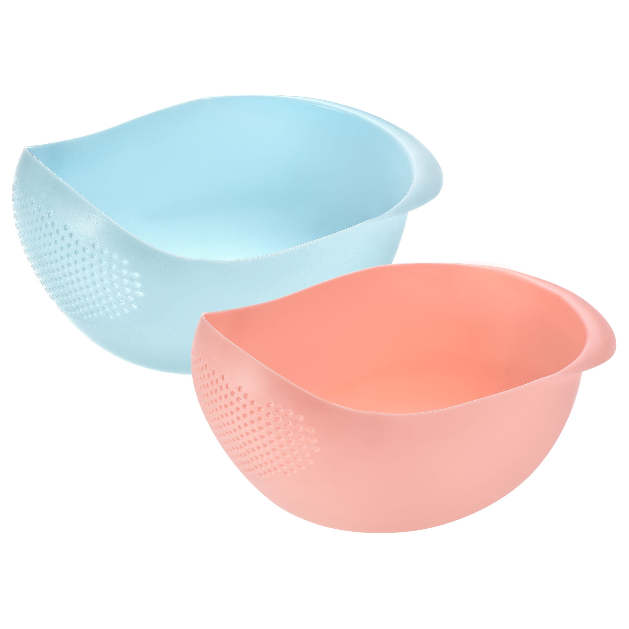 Unique Bargains Kitchen Colander Bowl Set, Plastic Colander Strainer, Washing Bowl and Round Food Strainers for Draining Pasta/Vegetable/Fruit Blue,Pink 22cm x 16.5cm x 12cm