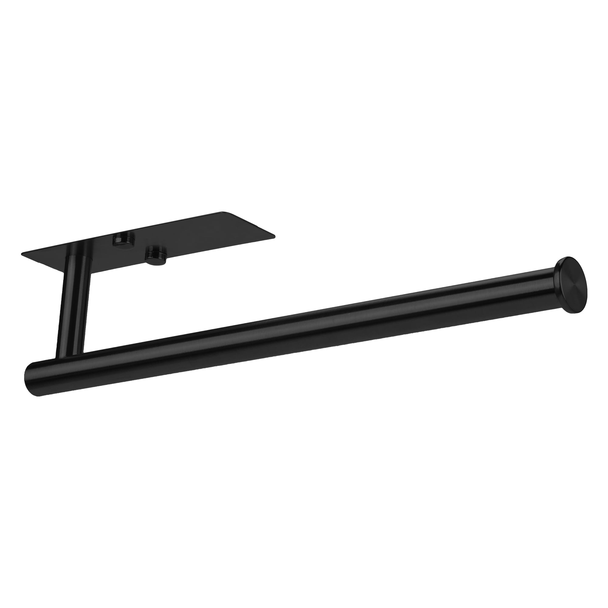Unique Bargains Kitchen Metal No Drilling Wall Mount Towel Holder Black 13.2x2.4inch