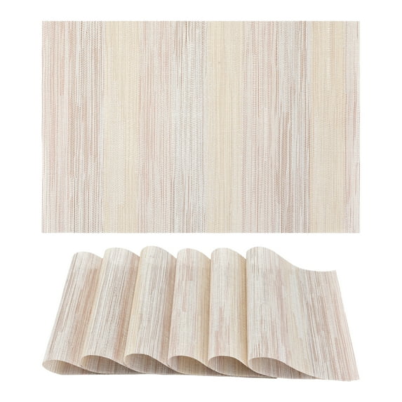 Unique Bargains Kitchen Placemats Set of 6 Plastic Indoor Washable Table Mat Beige