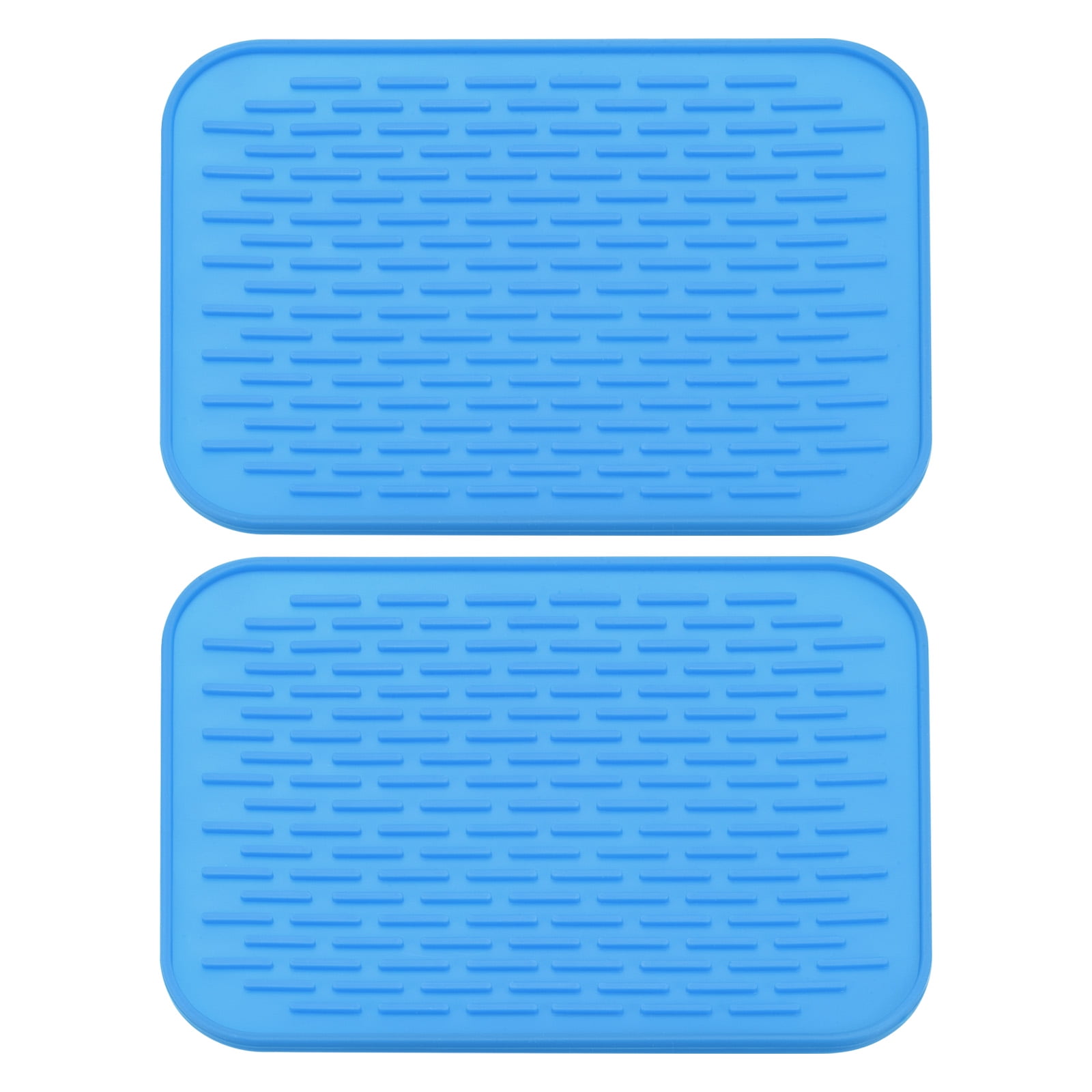 Unique Bargains Kitchen Silicone Dish Drying Mat Set Under Sink Drain Pad Heat Resistant Blue