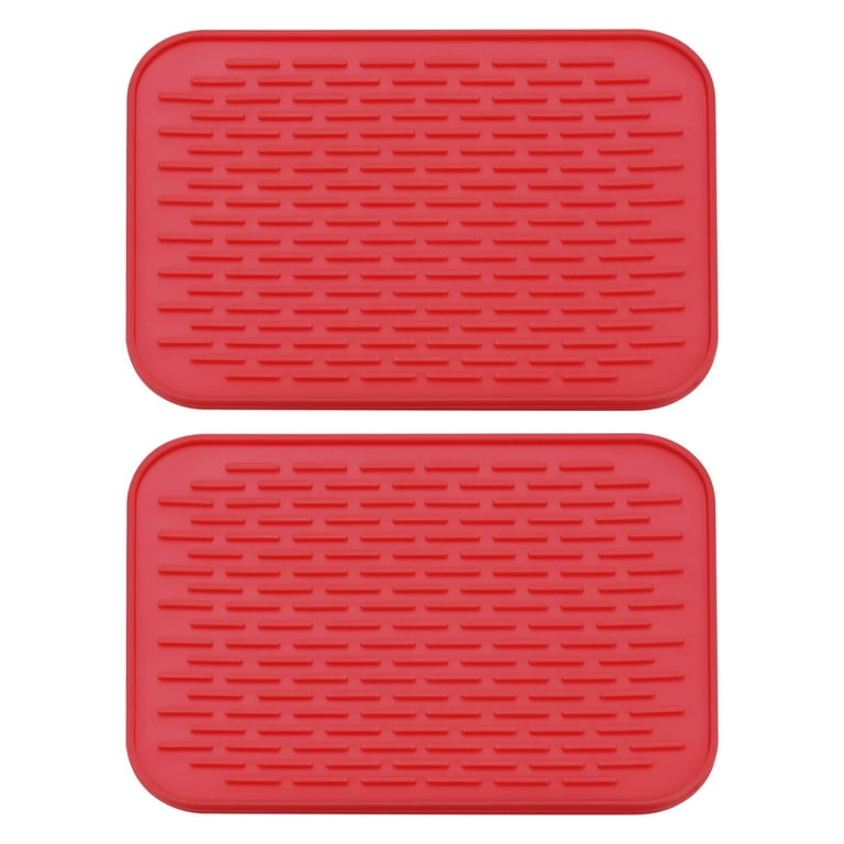 Unique Bargains Kitchen Silicone Dish Drying Mat Set Under Sink Drain Pad  Heat Resistant Red 8.5 x 6 x 0.24 inch 