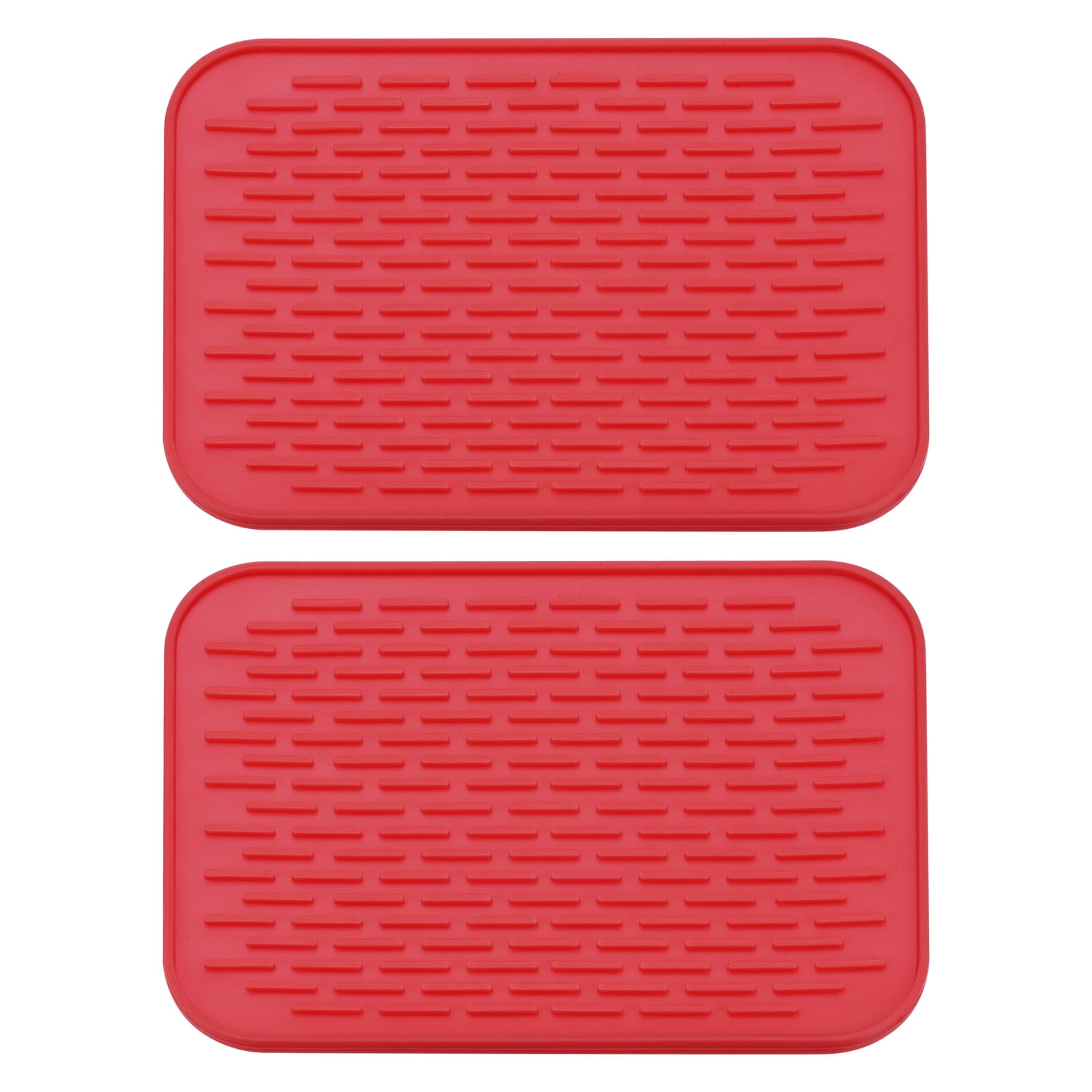 Unique Bargains Kitchen Silicone Dish Drying Mat Set Under Sink Drain Pad Heat Resistant Red