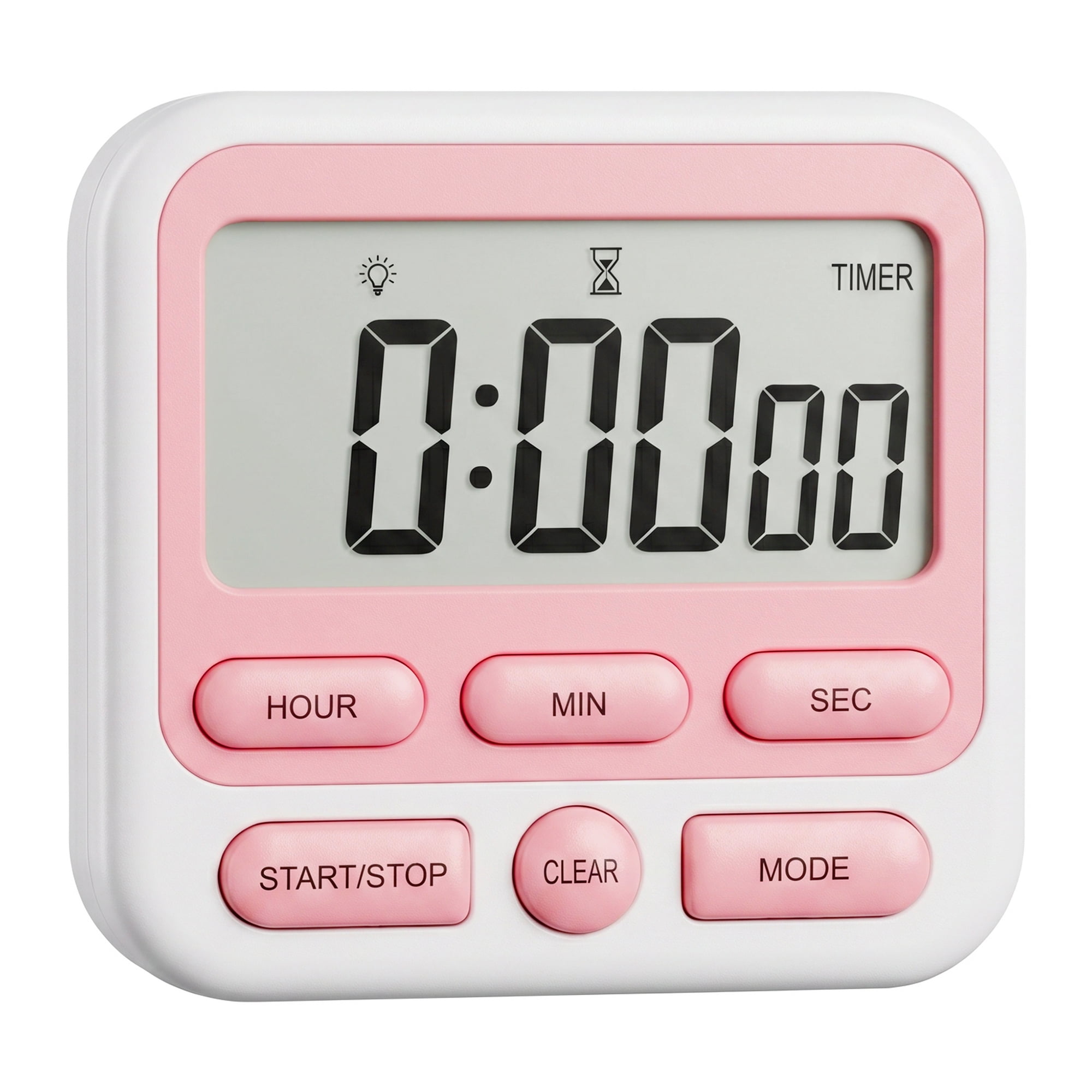 Unique Bargains Kitchen Timer Loud Alarm Clock Magnetic Backing Stand Cooking Timers Pink