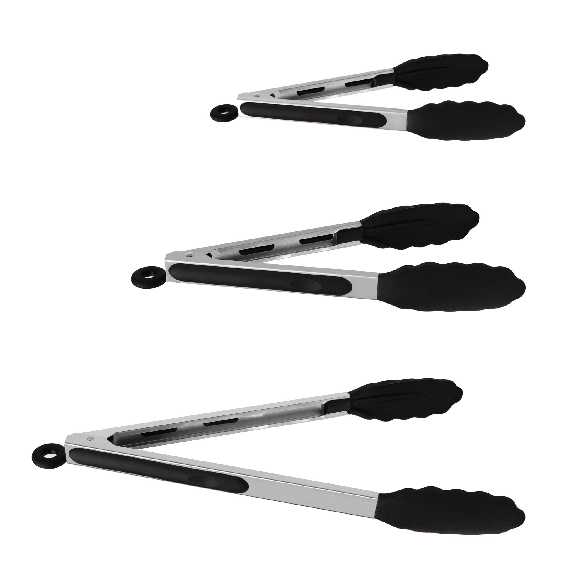 Unique Bargains Kitchen Tong Set Silicone Tips NonStick Cooking Tongs