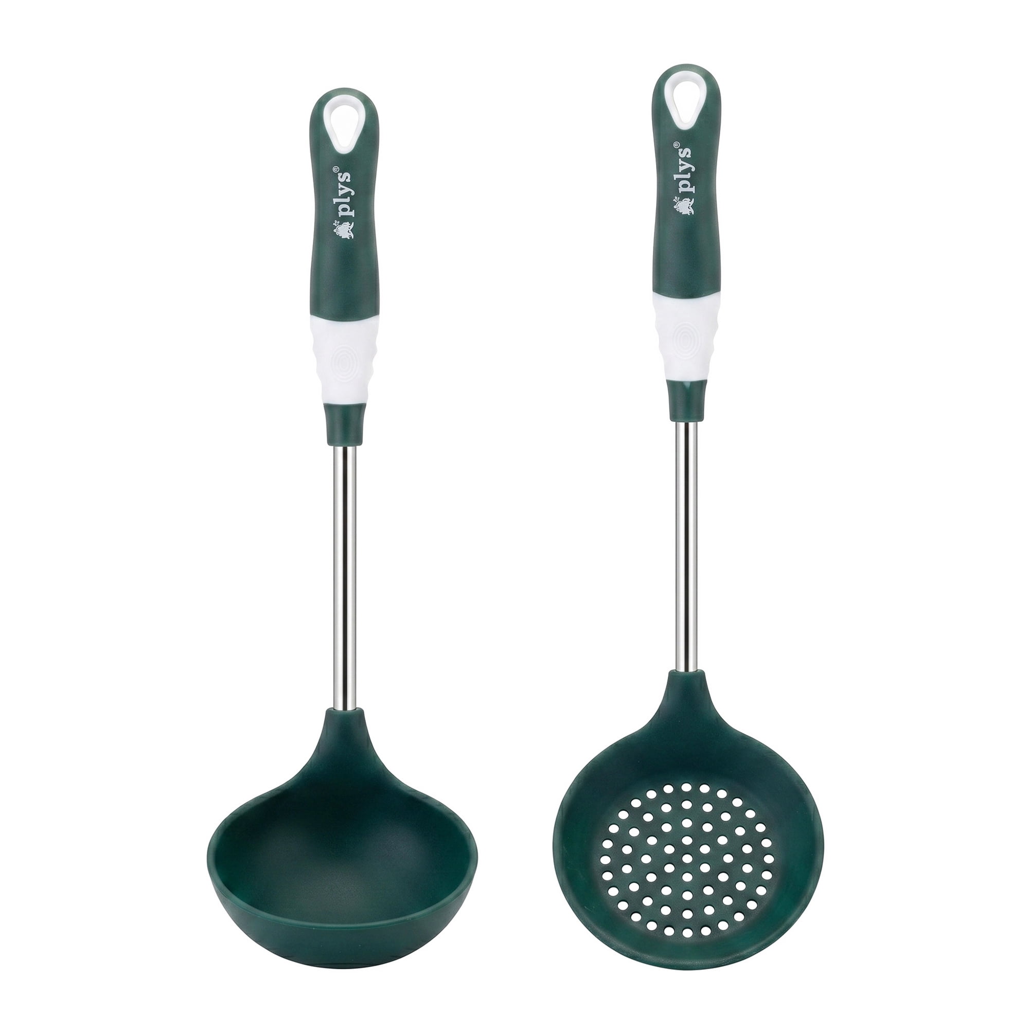 Unique Bargains Kitchen Utensil Set with Silicone Cooking Gadgets Green-Silver B 2pcs