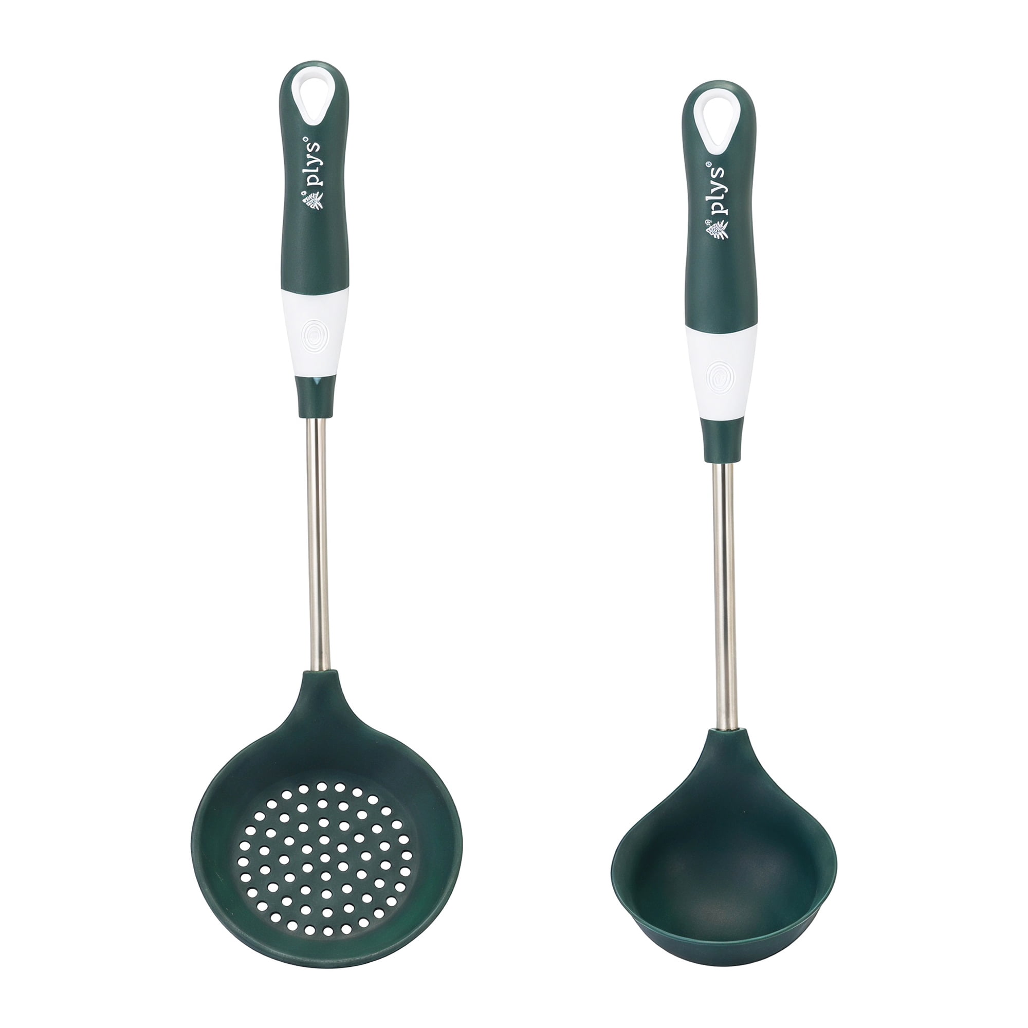 Unique Bargains Kitchen Utensil Set with Silicone Cooking Gadgets Green-Silver C 2pcs