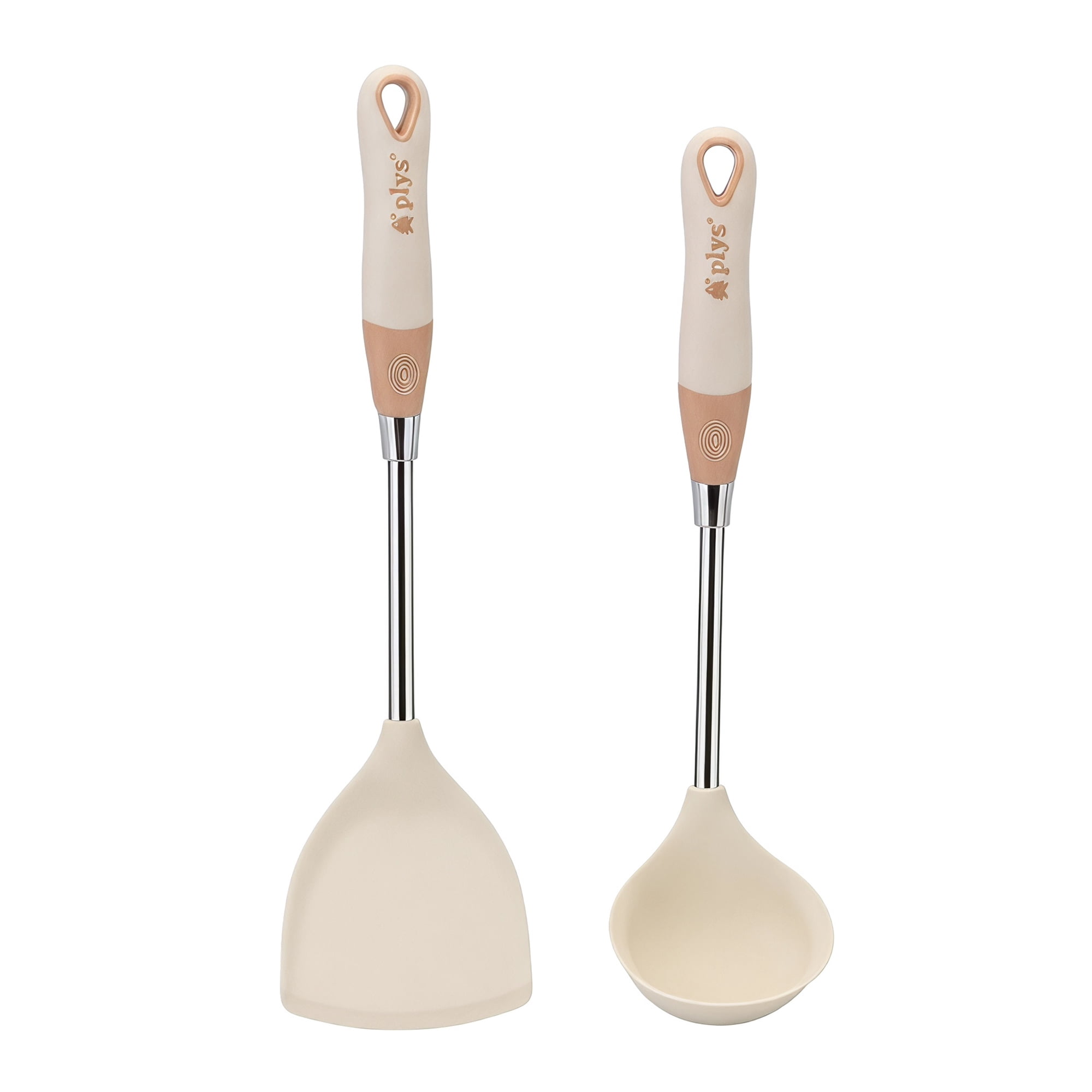 Unique Bargains Kitchen Utensil Set with Silicone Cooking Gadgets White-Silver A 2pcs