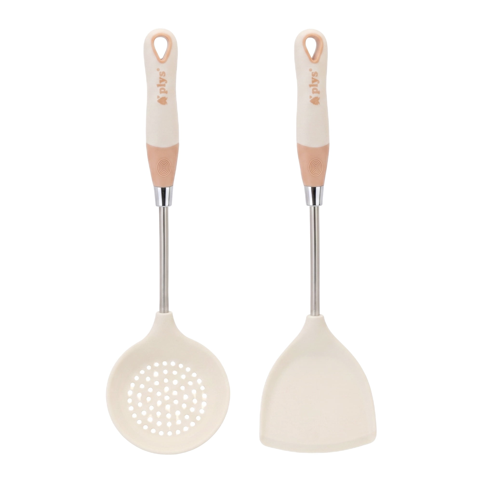 Unique Bargains Kitchen Utensil Set with Silicone Cooking Gadgets White-Silver B 2pcs