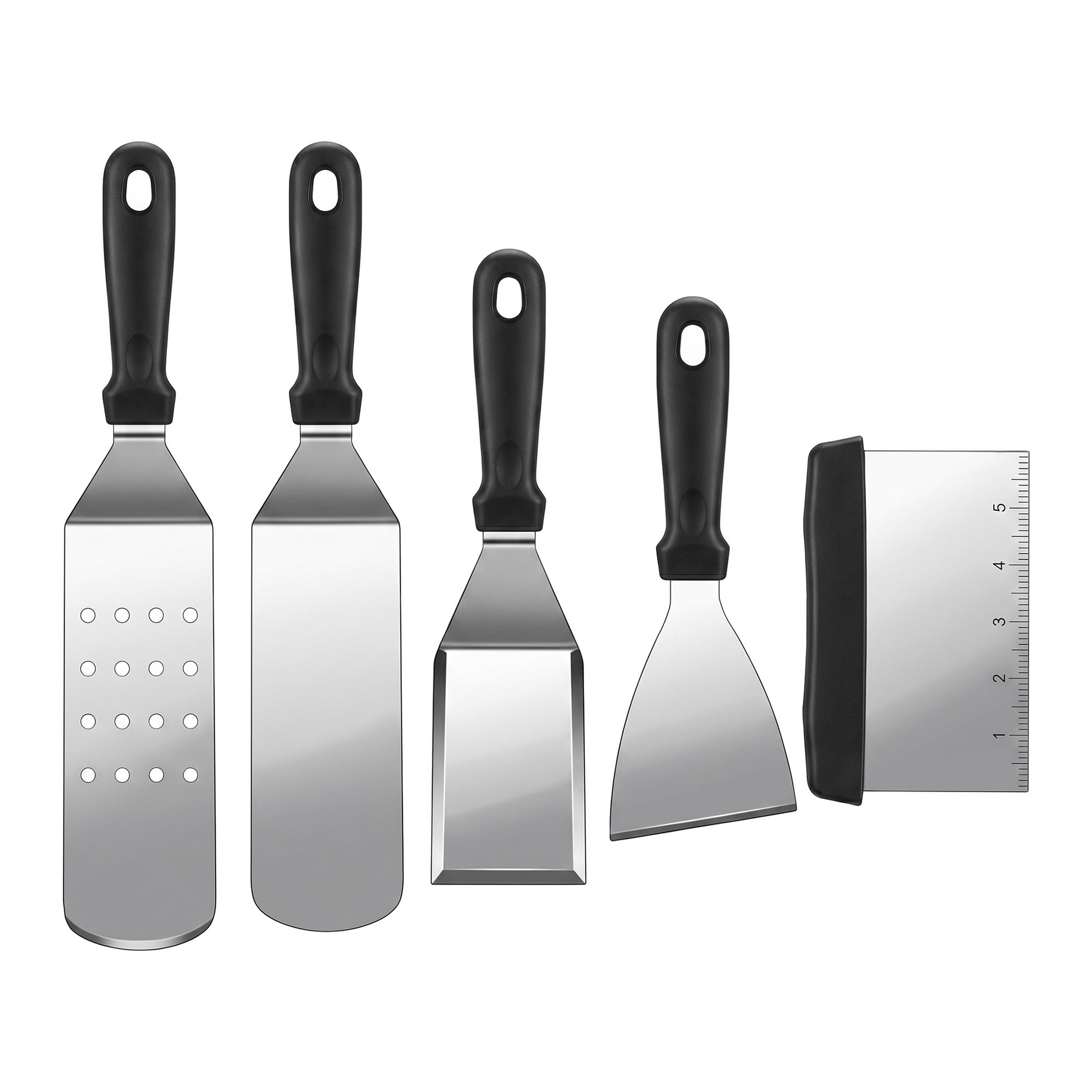 Unique Bargains Kitchen Utensils Heat-Resistant Spatula Set Silver 5Pcs
