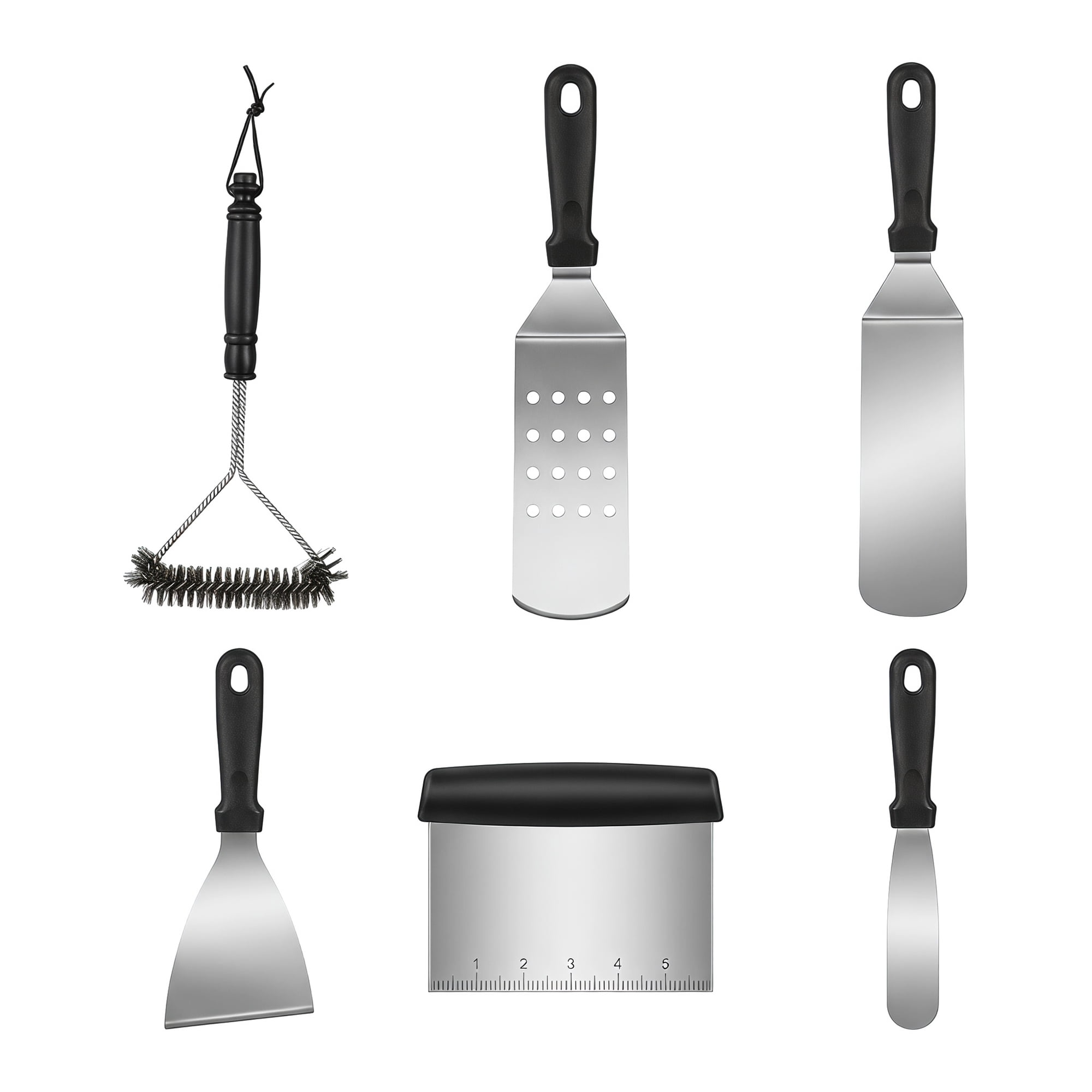 Unique Bargains Kitchen Utensils Heat-Resistant Spatula Set Silver 6Pcs
