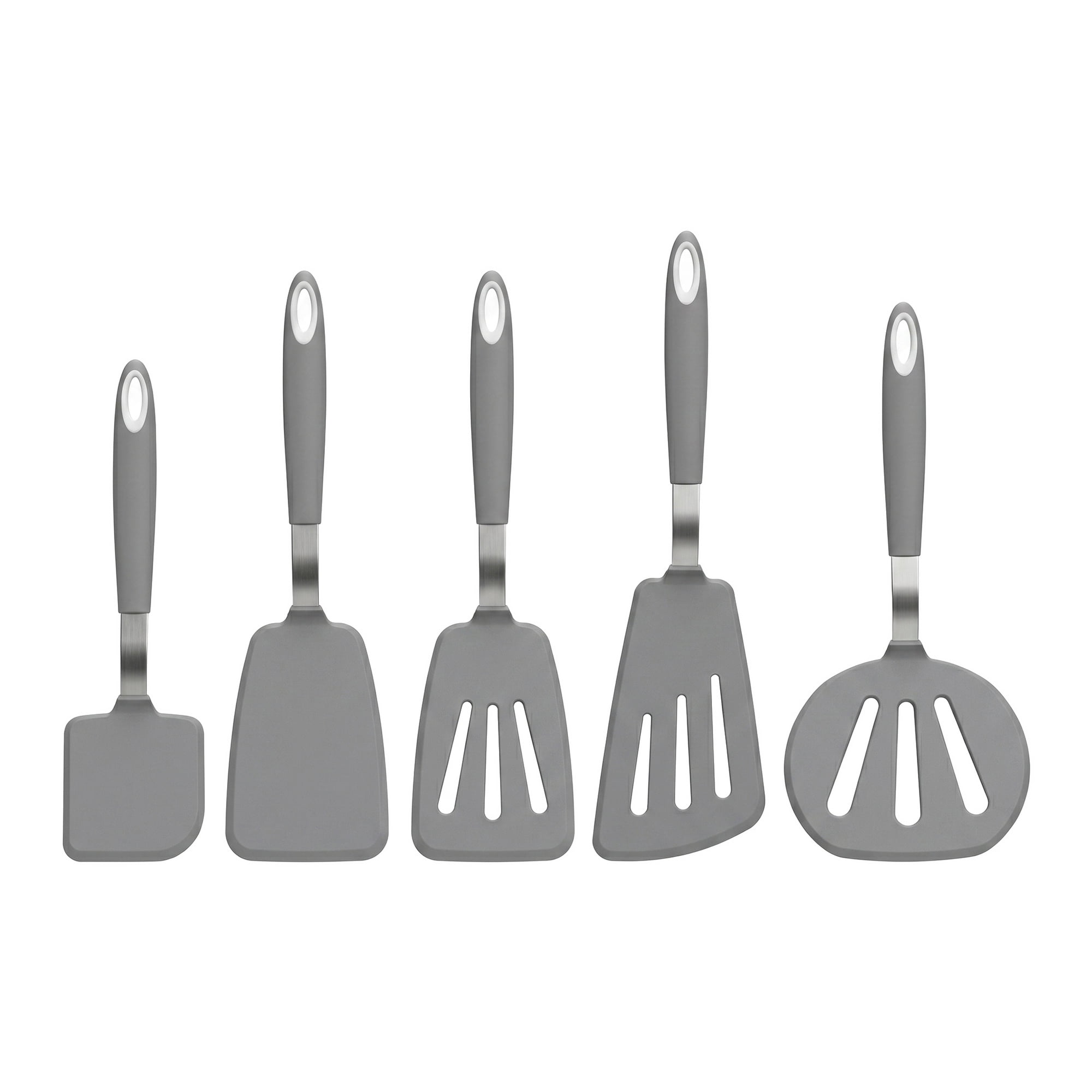 Unique Bargains Kitchen Utensils with Heat-Resistant Rubber Spatula Gray 5PCS
