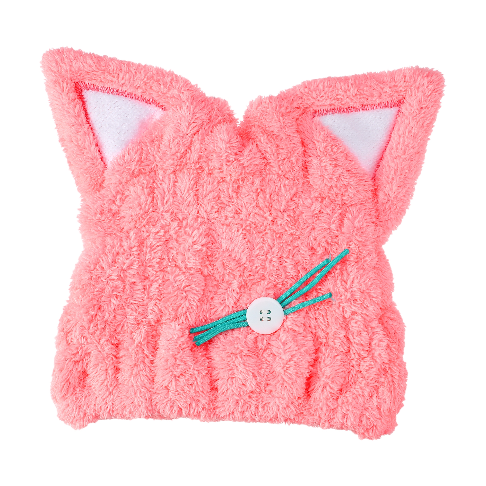 Unique Bargains Kitty Shape Cute Hair Drying Towel Dry Cap 1 Pc Pink