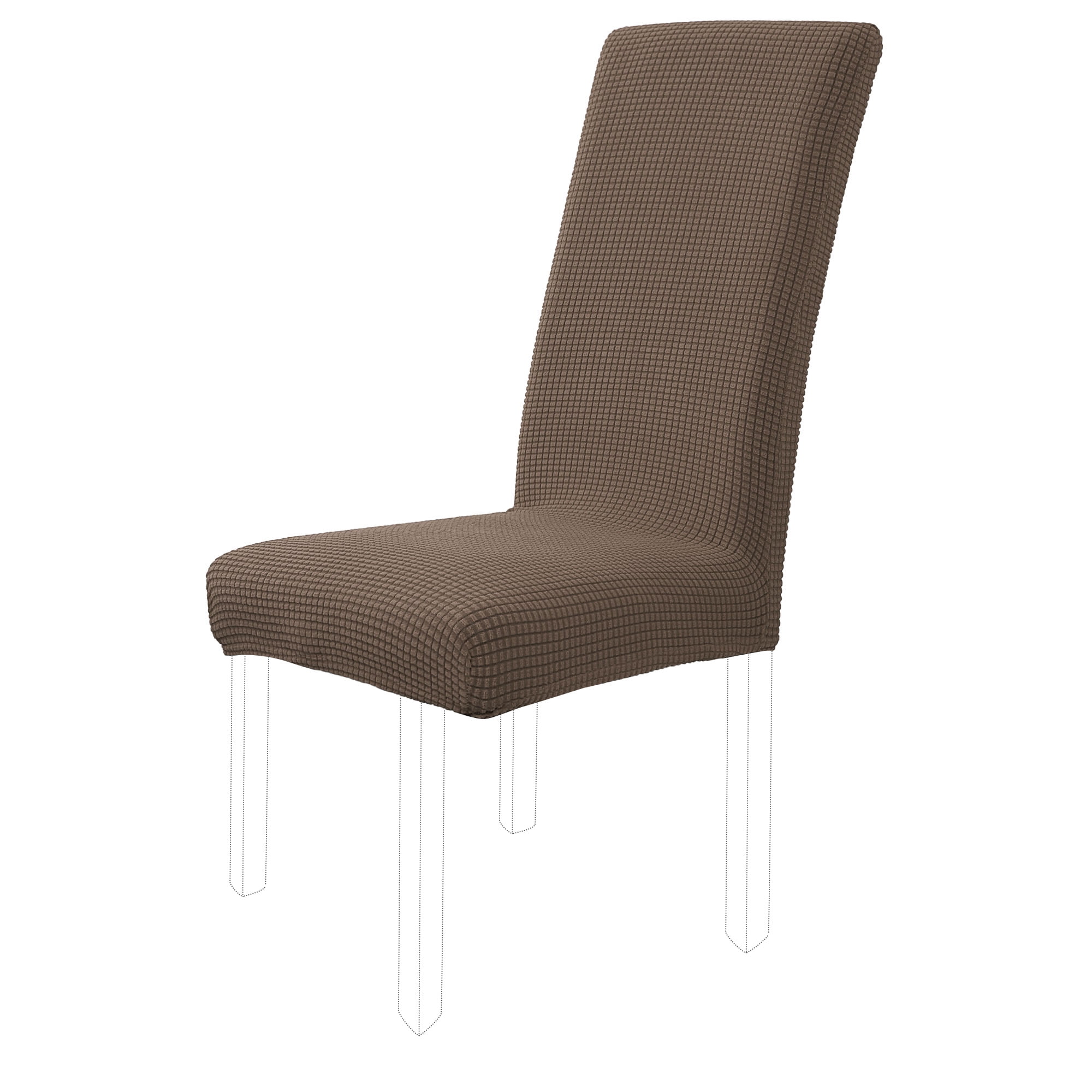 Unique Bargains Knit Spandex Seat Cover for Dining Chair Slipcovers Brown
