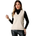 thumbnail image 1 of DARING DIVA Knit Sweater Vest Sleeveless V Neck Pullover Vest M Beige, 1 of 6