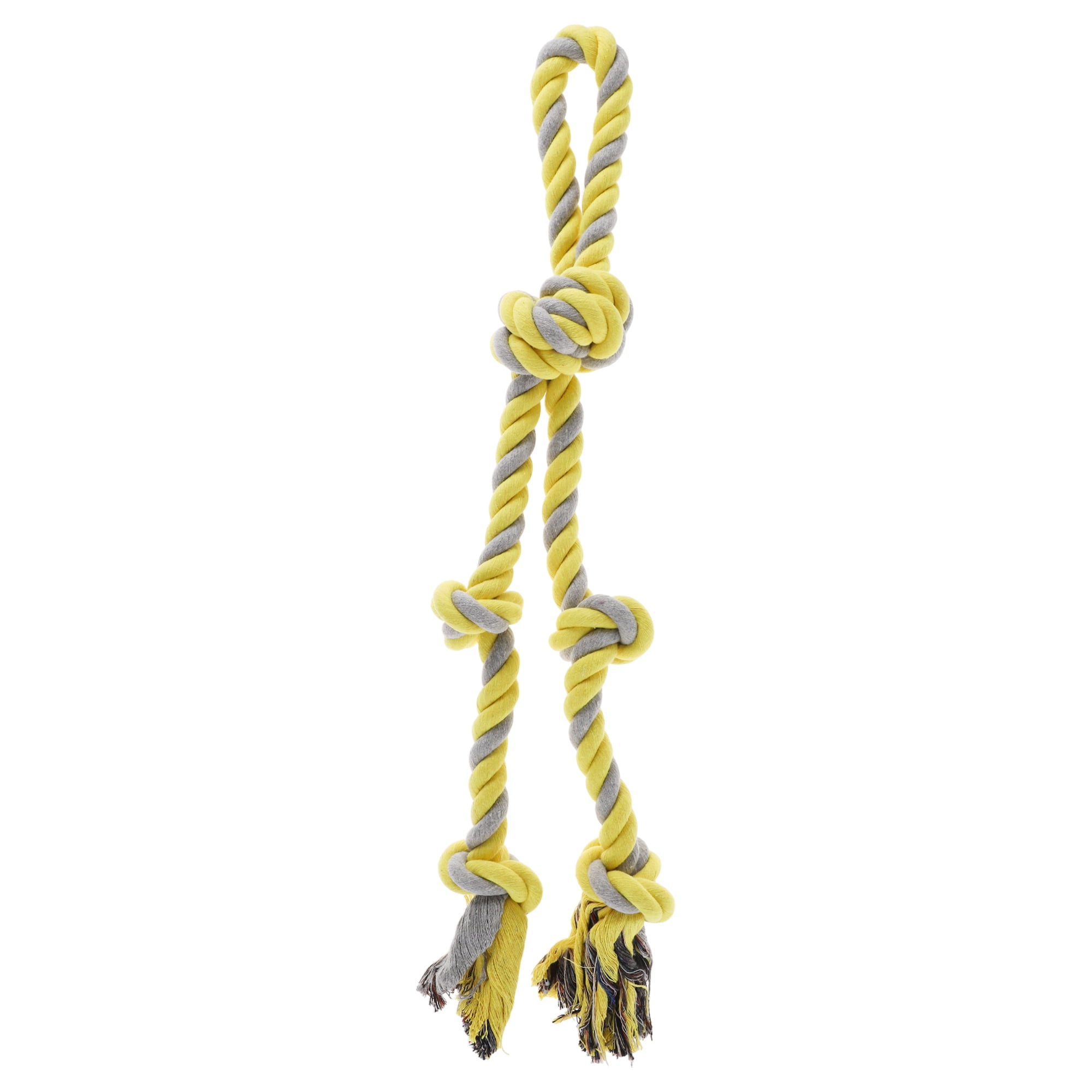 Unique Bargains Knots Shape Dog Chew Rope Durable Braided Cotton Teeth Cleaning Rope for Cats Dogs Rose Gray Yellow