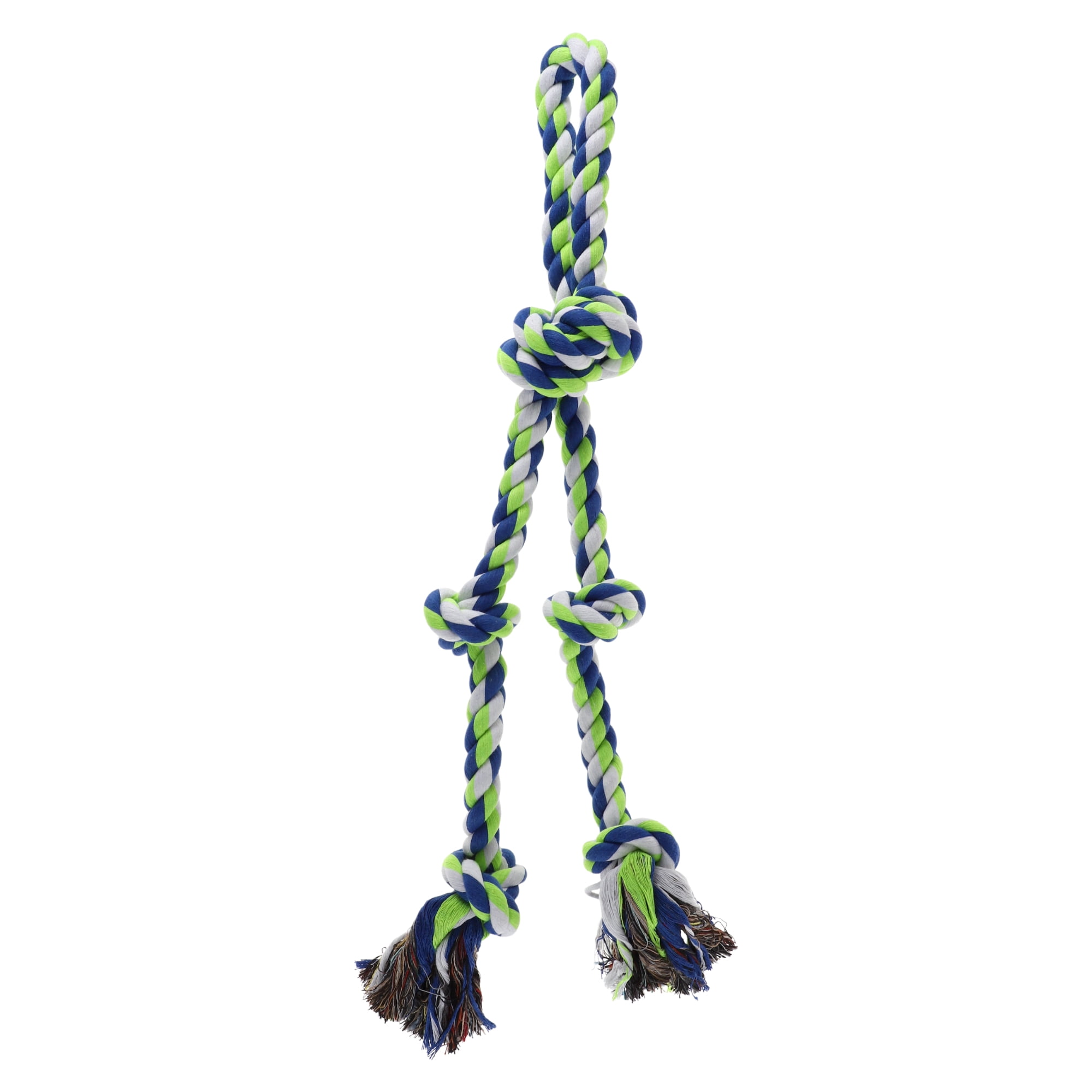 Unique Bargains Knots Shape Durable Braided Cotton Dog Chew Rope Blue Green