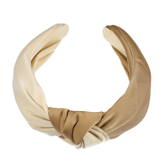 Unique Bargains Knotted Headband Top Knot Headband for Women Fashion Elastic Wide Hair Hoop Beige Brown