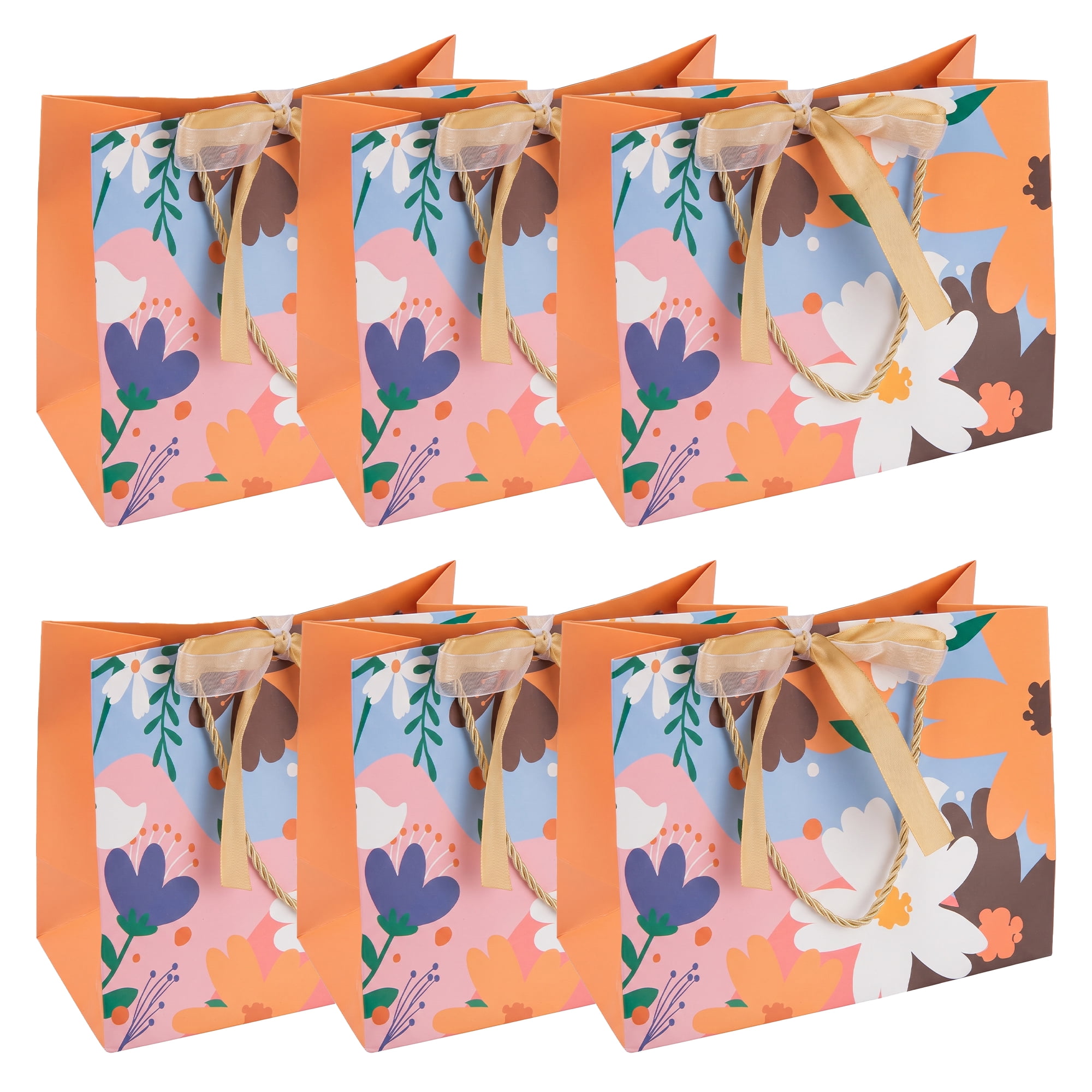 Unique Bargains Kraft Paper Gift Bags for Events with Handles Yellow 9.8" x 4.7" x 7.9"
