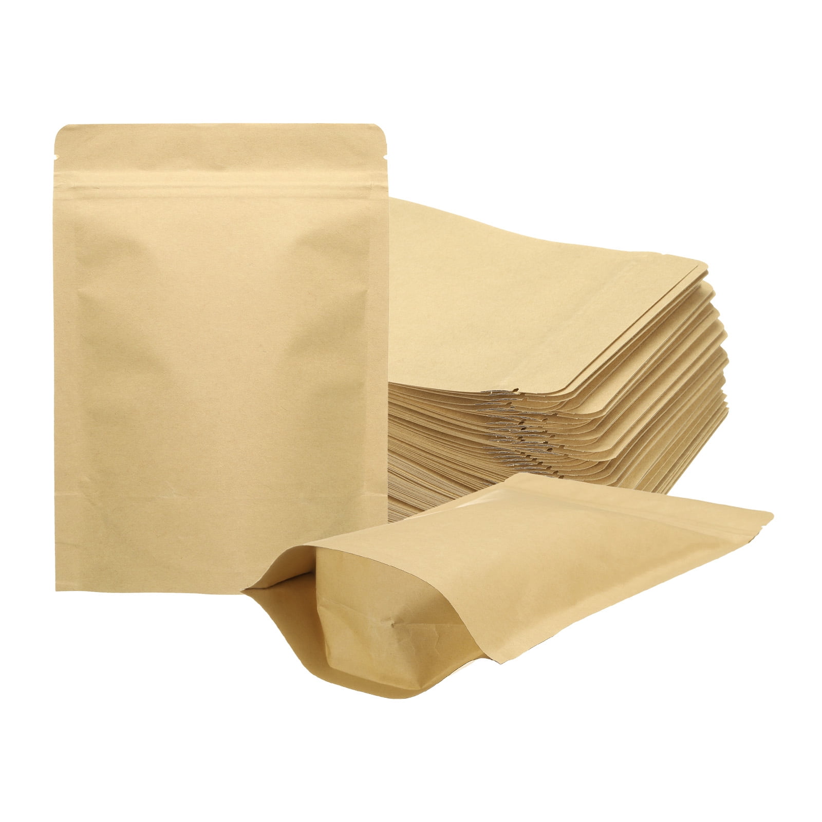 Unique Bargains Kraft Paper Sealable Bags for Packaging Storage 100 Pcs 5.12" x 7.09"