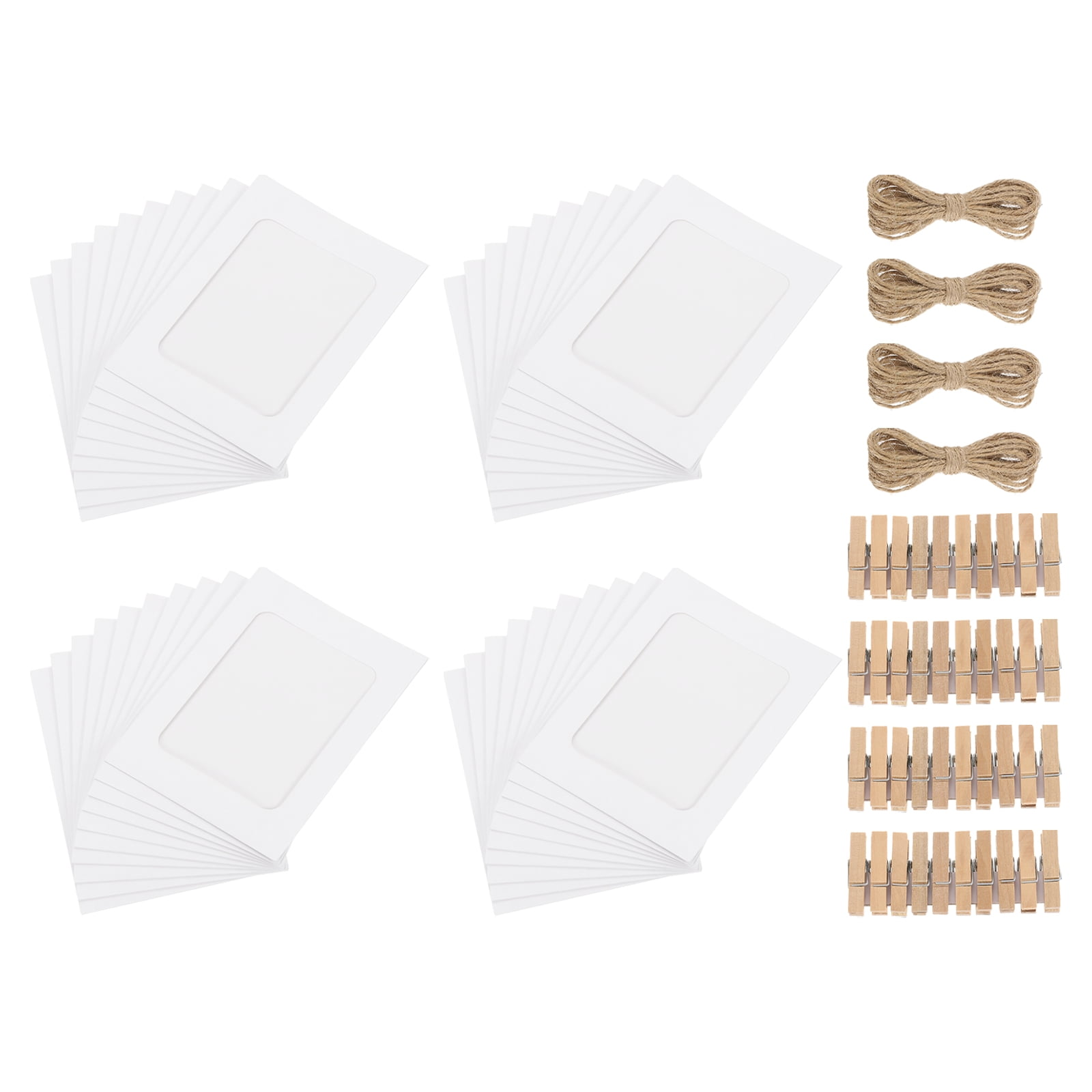 Unique Bargains Kraft Photo Display Banner with Clips String Picture Frames White