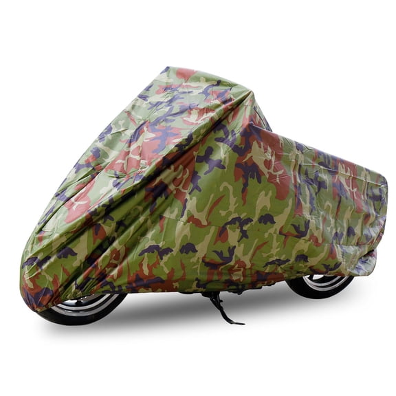 REGALWOVEN 190T Rain Dust Motorcycle Cover Outdoor Waterproof UV Protector for Yamaha Camouflage L