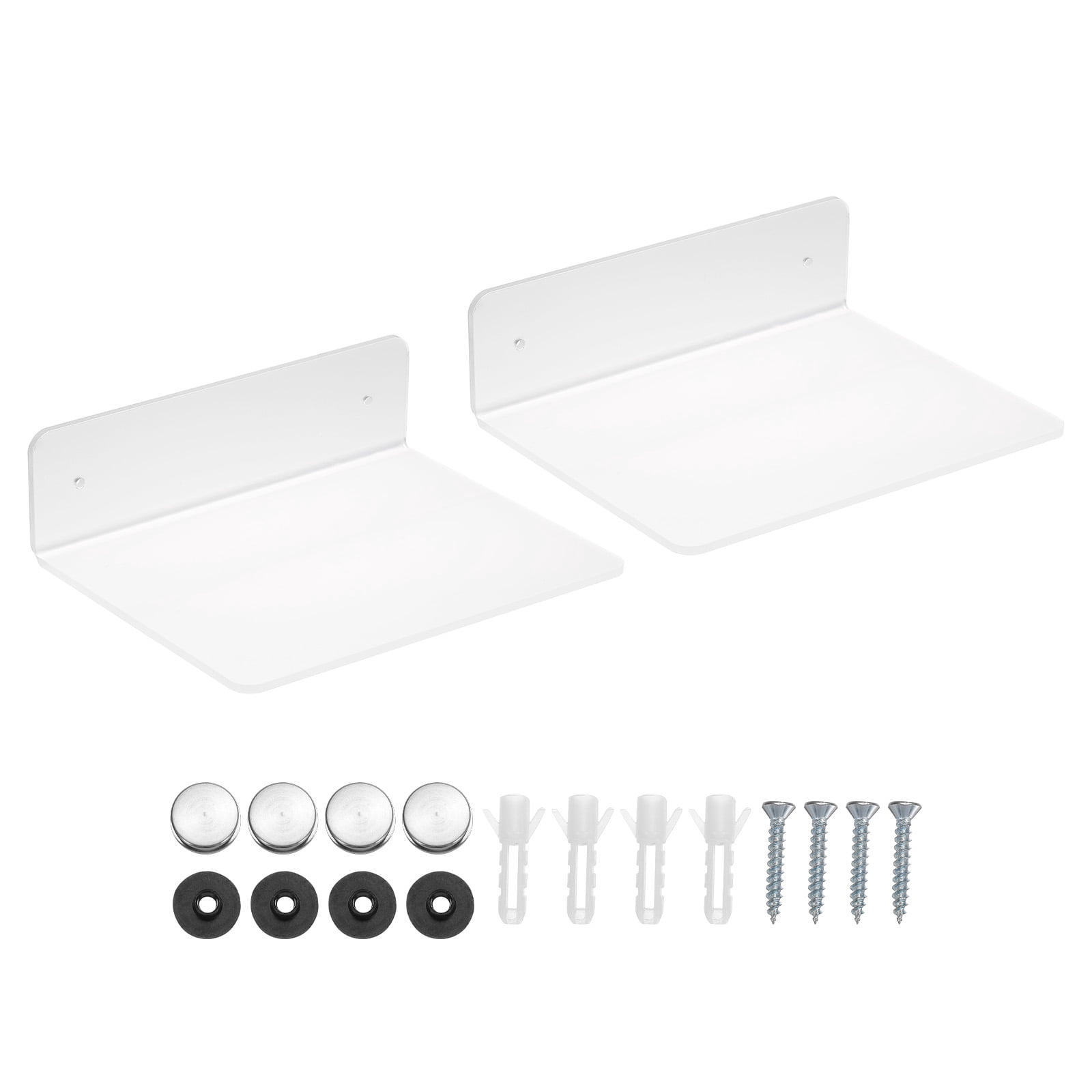 Unique Bargains L-Shaped Acrylic Shelf Wall Mounted Shelves 7.87" x 5.91"x2.32" 2Pcs