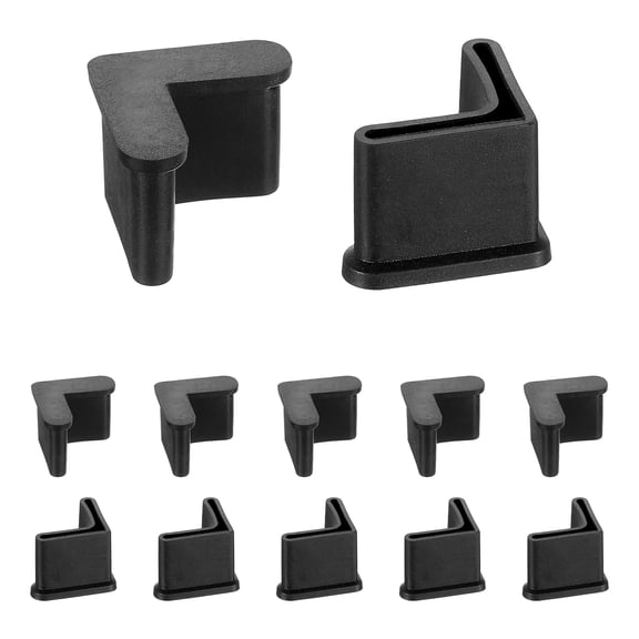 Unique Bargains L Shaped Furniture Angle Pads Leg Caps Floor Anti Slip Black 1" x 1"