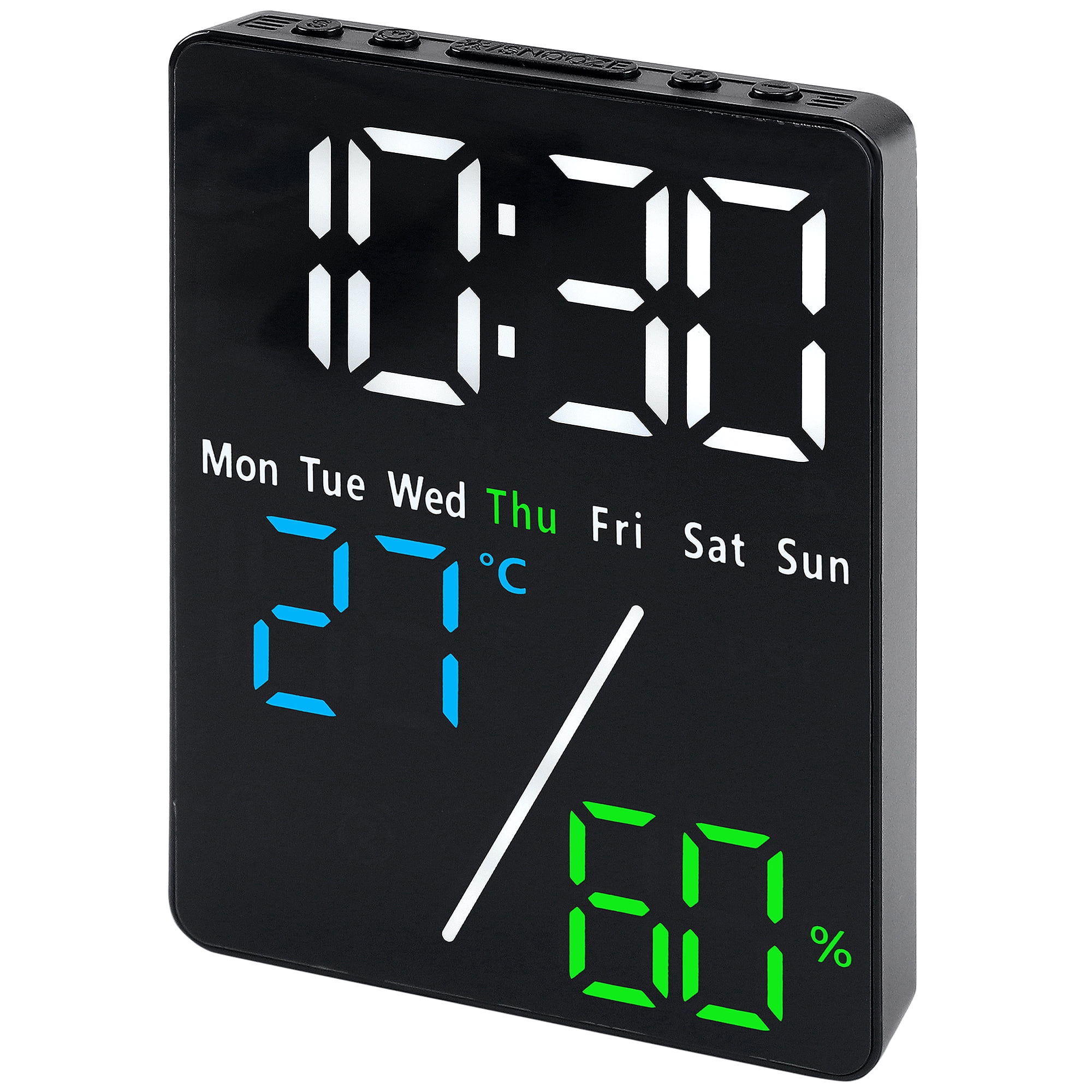 Unique Bargains LED Alarm Clock Black Housing and Color Light 3.5"L x 1.0"W x 4.7"H