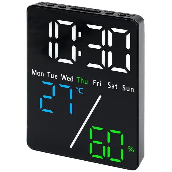 Unique Bargains LED Alarm Clock Black Housing and Color Light 3.5"L x 1.0"W x 4.7"H
