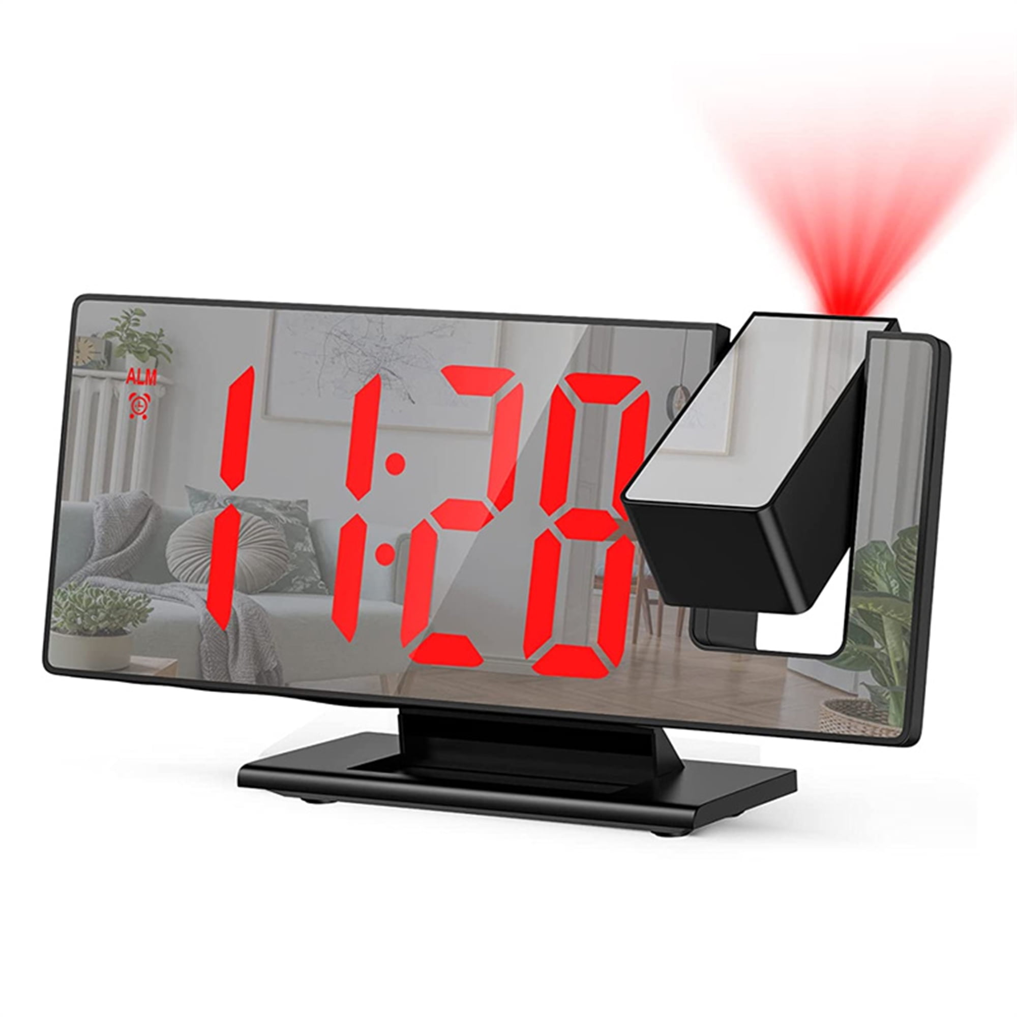 Unique Bargains LED Alarm Clock Black Housing and Red Light 7.3"L x 1.9"W x 3.0"H