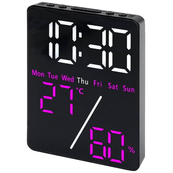 Unique Bargains LED Alarm Clock Black Housing and Rose Red Light 3.5"L x 1.0"W x 4.7"H